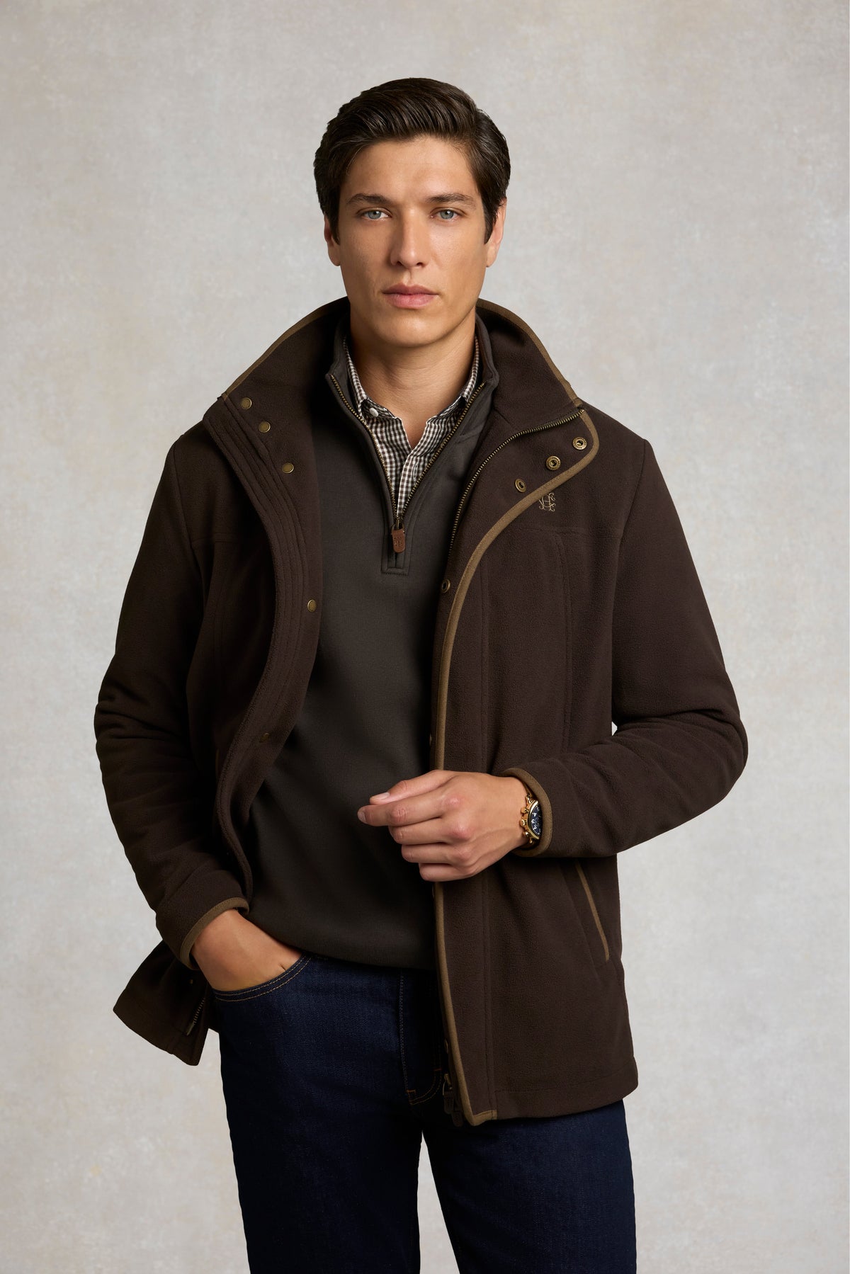 Men's Fleece Field Jacket (Chocolate)
