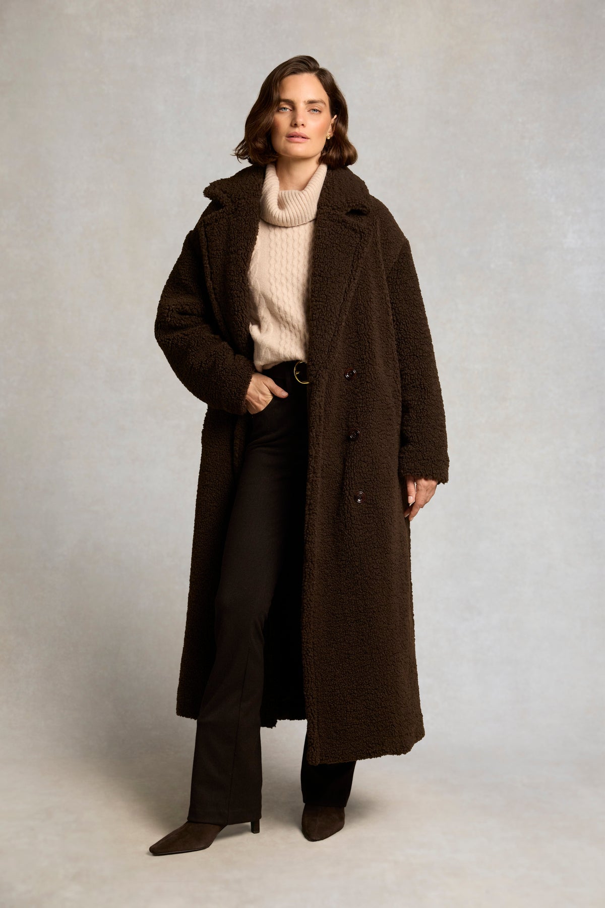 Teddy Longline Overcoat (Chocolate)