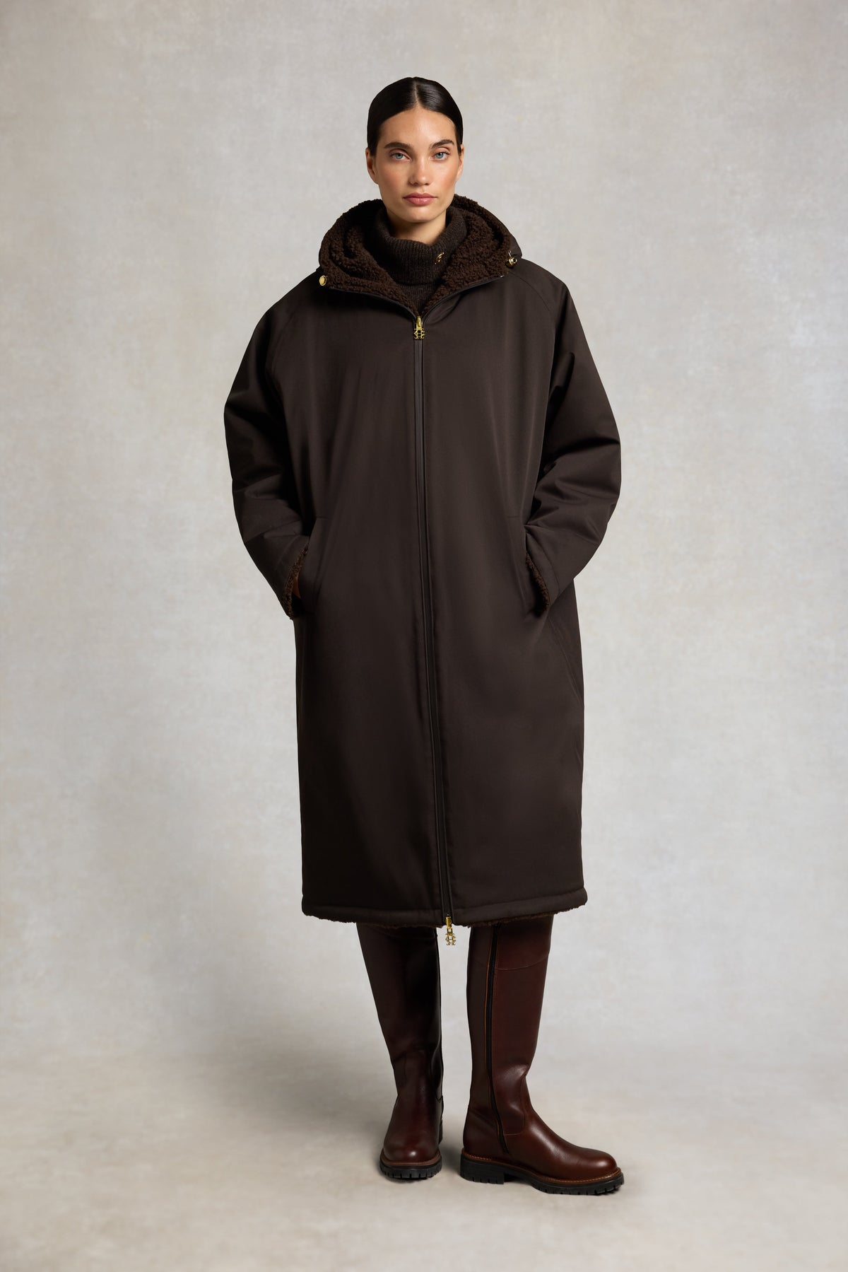 One Size Reversible Waterproof Coat (Chocolate)