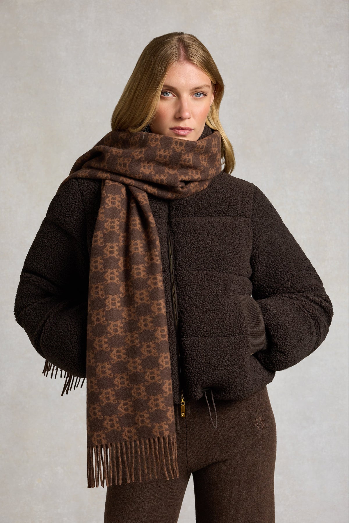 Heraldic Monogram Scarf (Hazelnut Monogram)