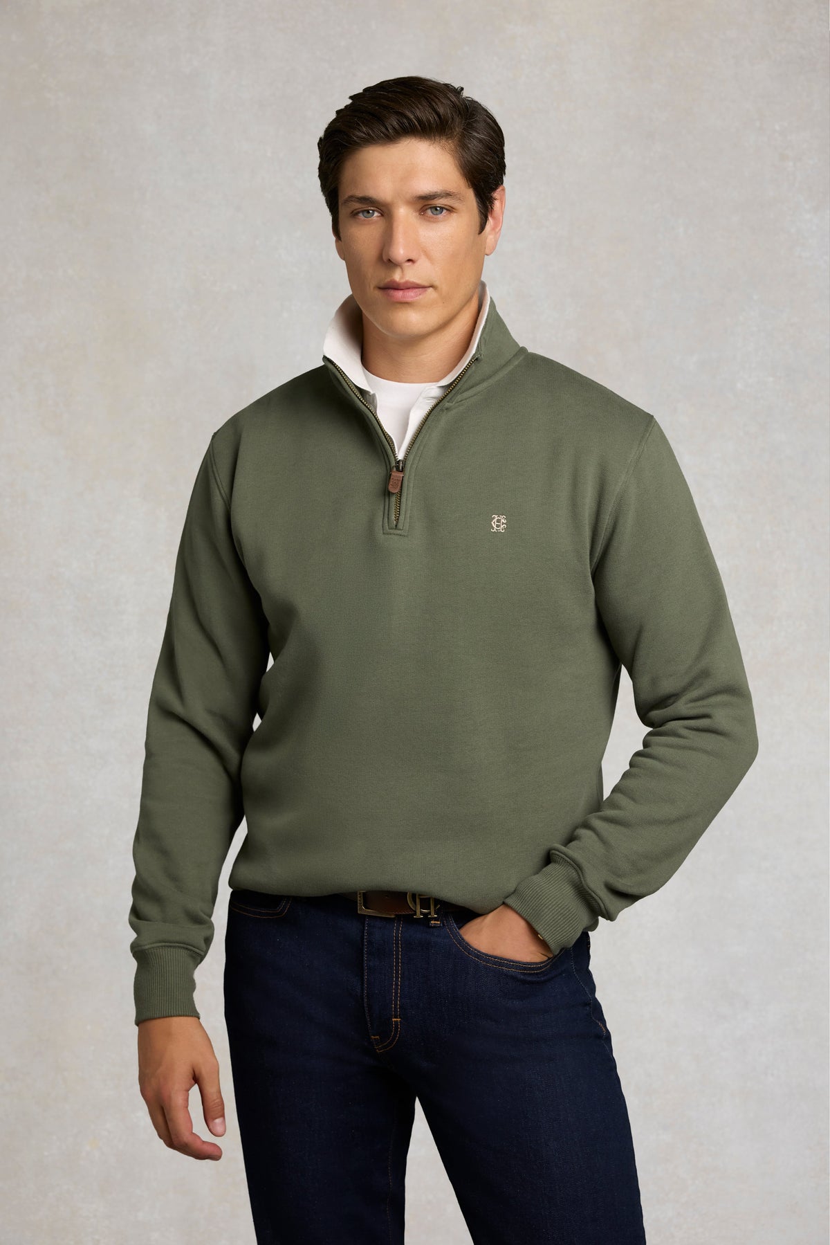 Men's Classic Quarter Zip Sweat (Khaki)