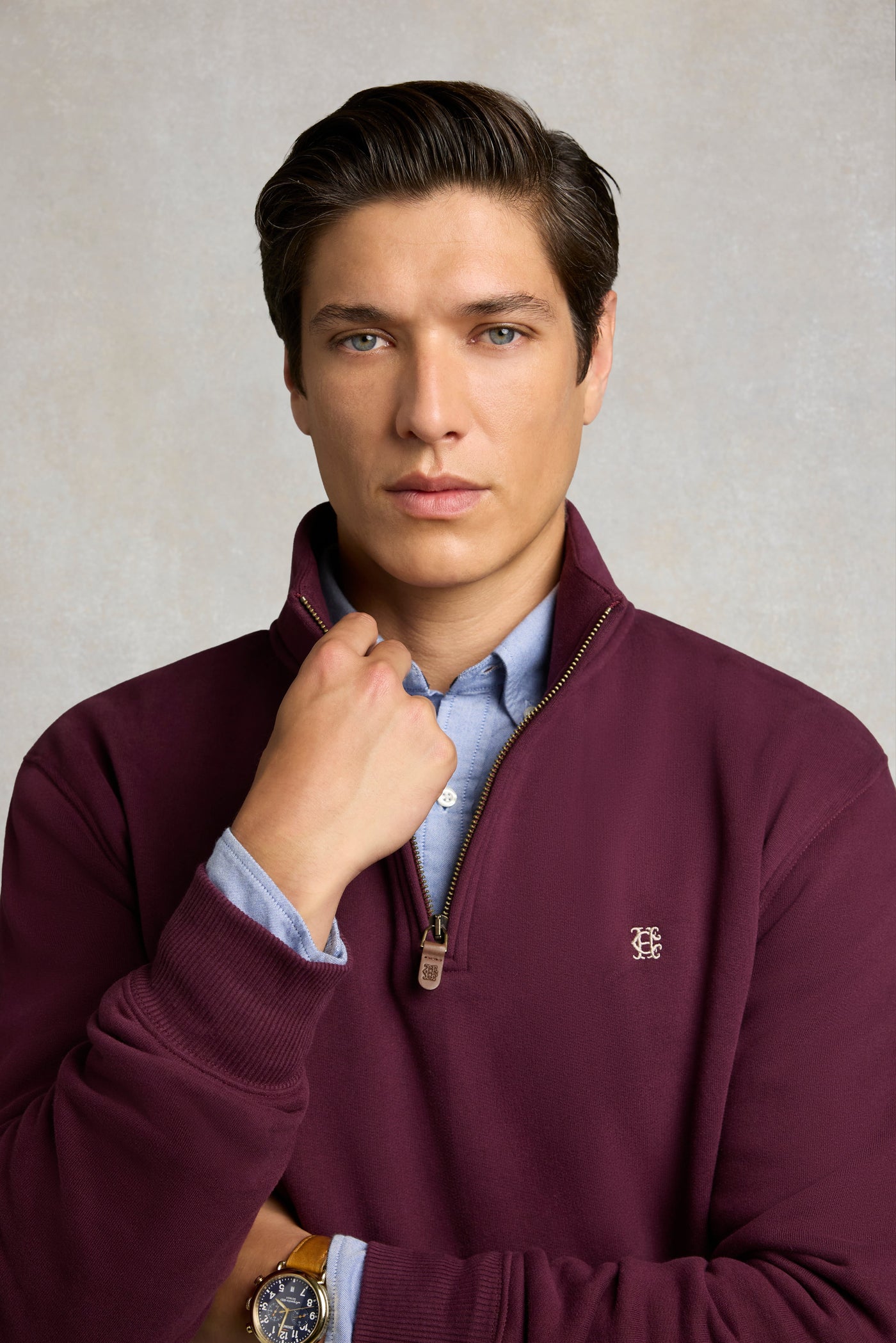 Men's Classic Quarter Zip Sweat (Mulberry)