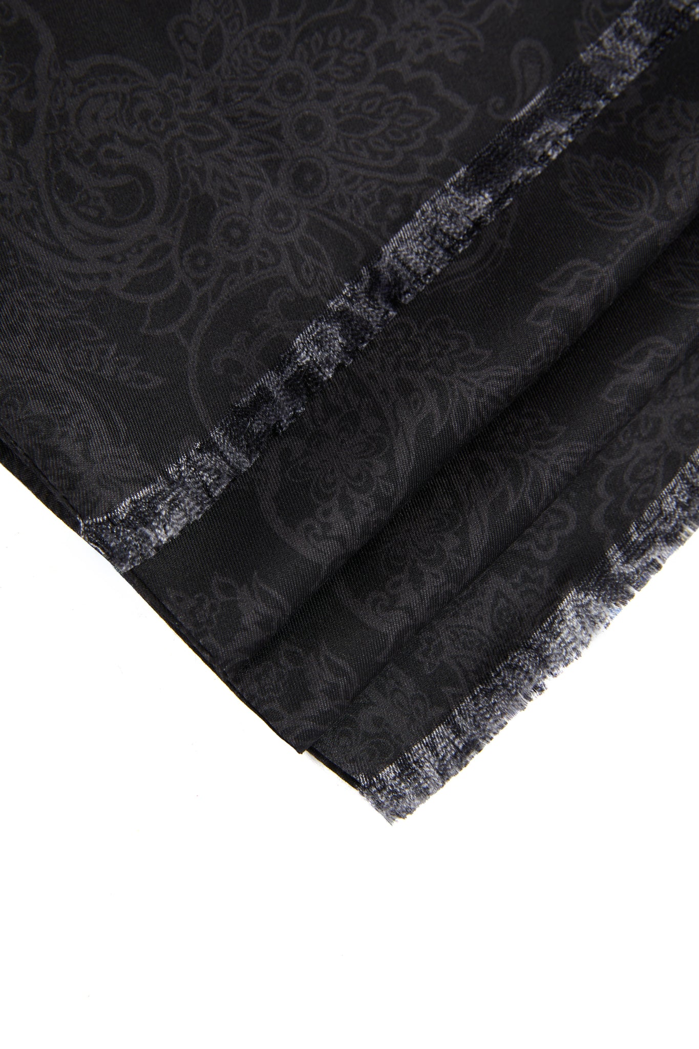 Men's Silk Scarf (Black Charcoal Paisley)