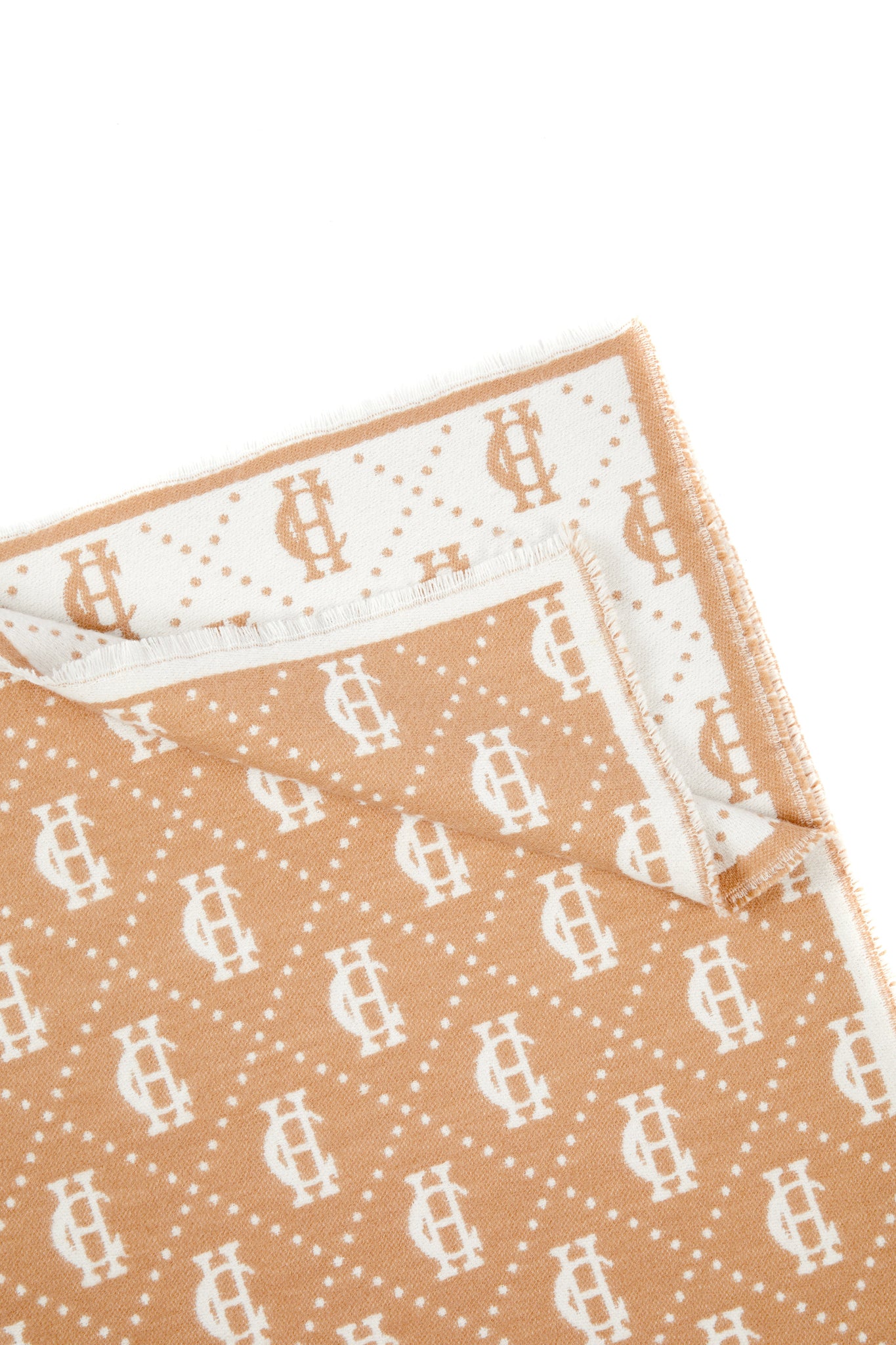 Lightweight Monogram Scarf (Camel Cream)