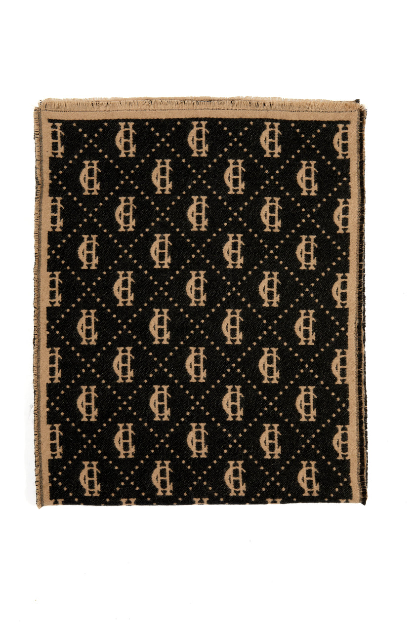 Lightweight Monogram Scarf (Tan Black)