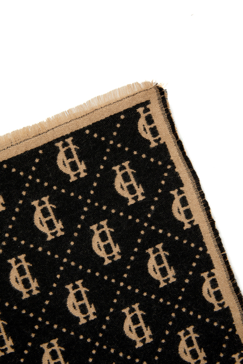 Lightweight Monogram Scarf (Tan Black)