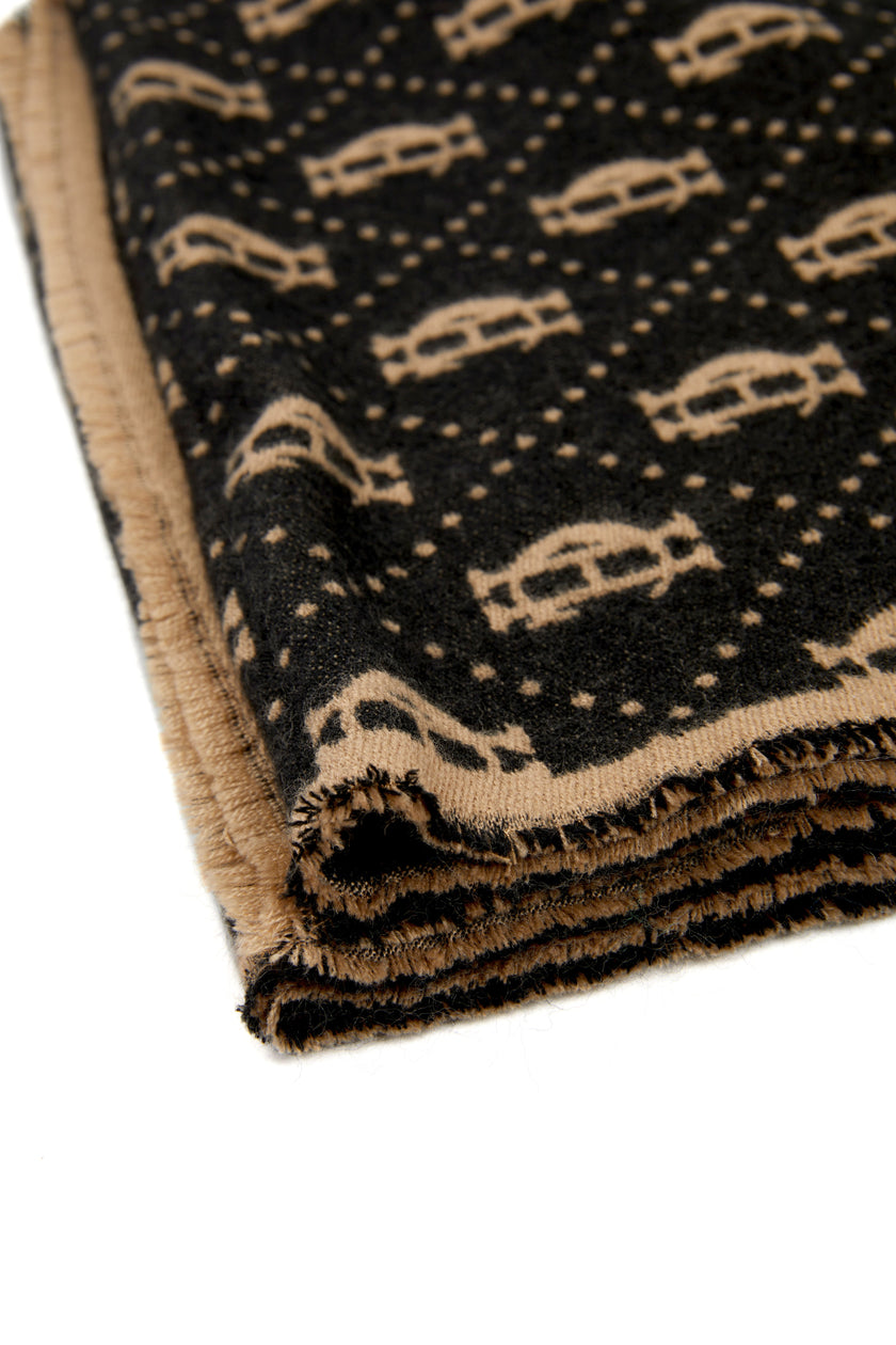 Lightweight Monogram Scarf (Tan Black)