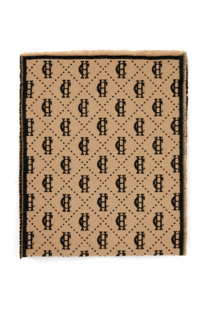 Lightweight Monogram Scarf (Tan Black)