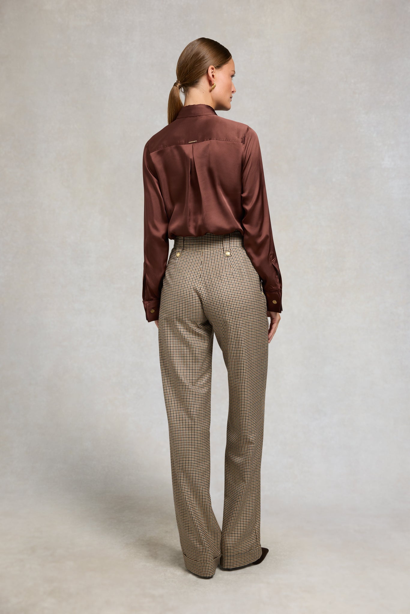 Georgina Satin Shirt (Chocolate)