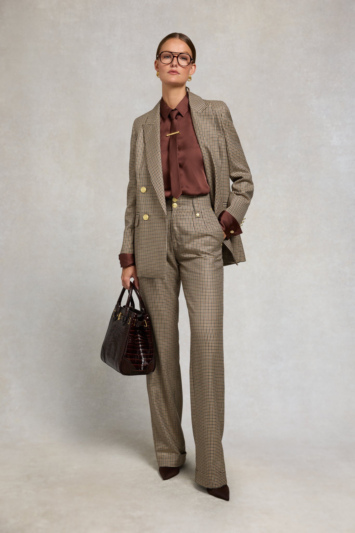 Georgina Satin Shirt (Chocolate)