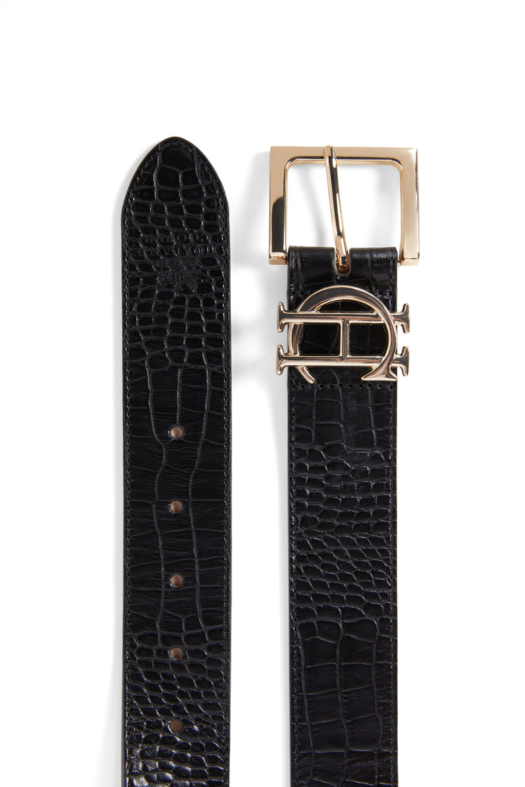 HC Classic Logo Belt (Black Croc)