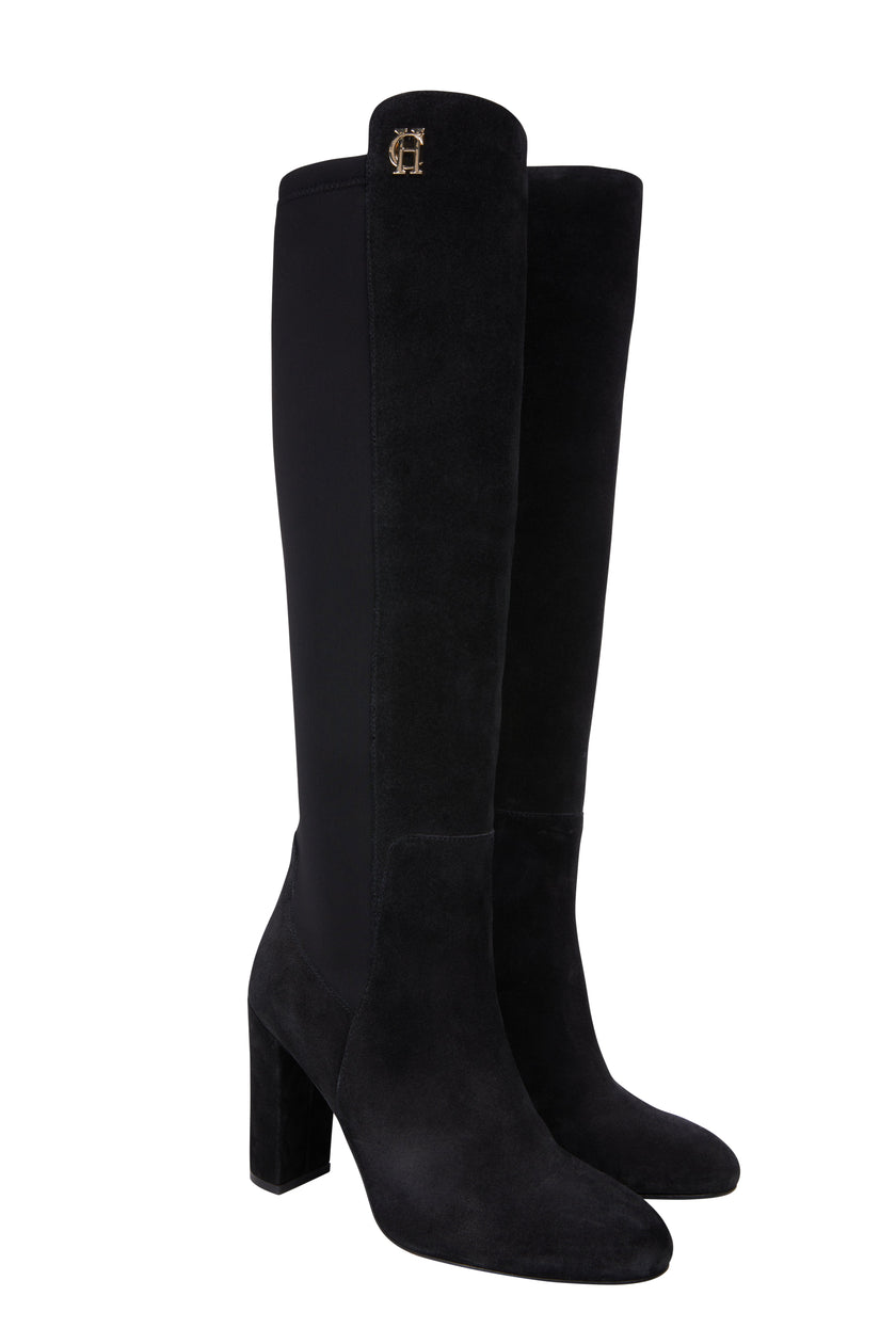 Albany Heeled Boot (Black Suede)