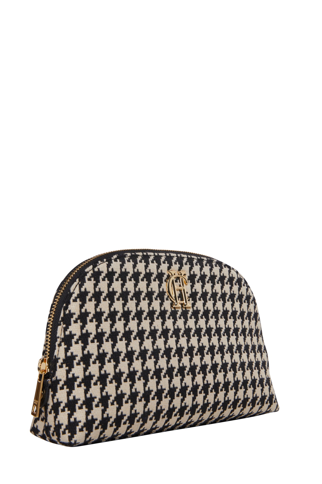 Chelsea Makeup Bag (Ecru Houndstooth)