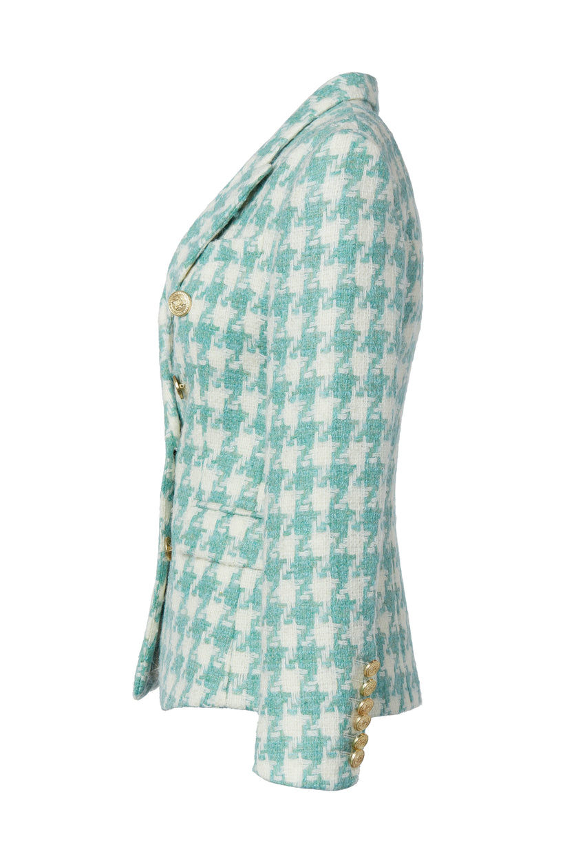 Knightsbridge Blazer (Large Scale Teal Houndstooth)