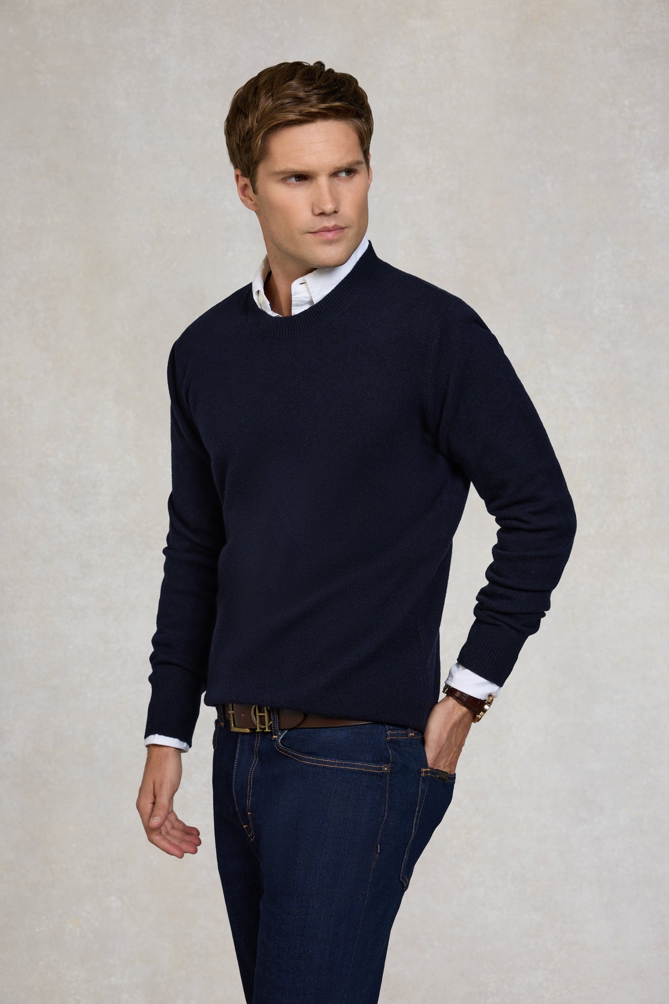 Byron Crew Neck Knit (Navy)