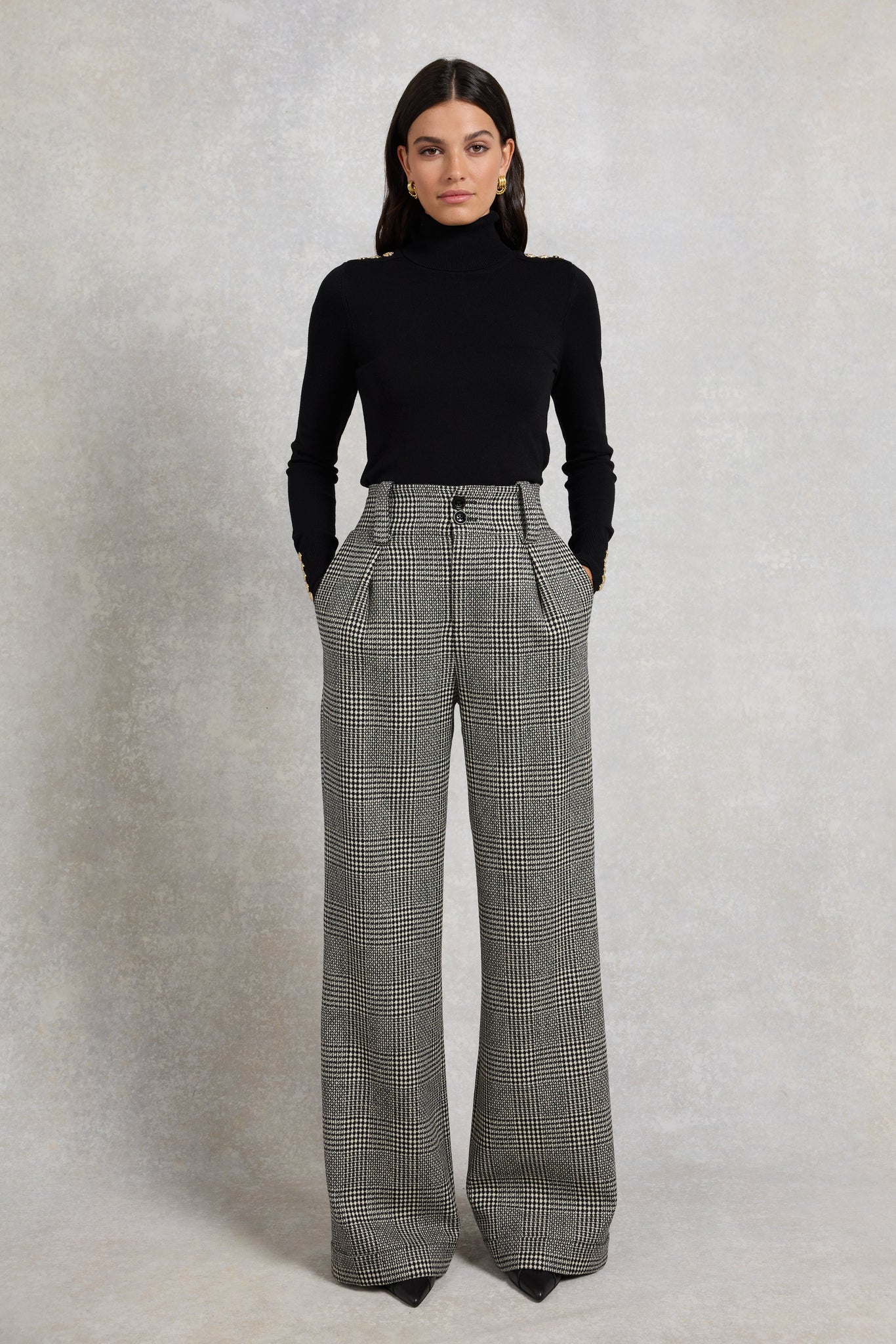 High Waisted Wide Leg Trouser (POW Mono)