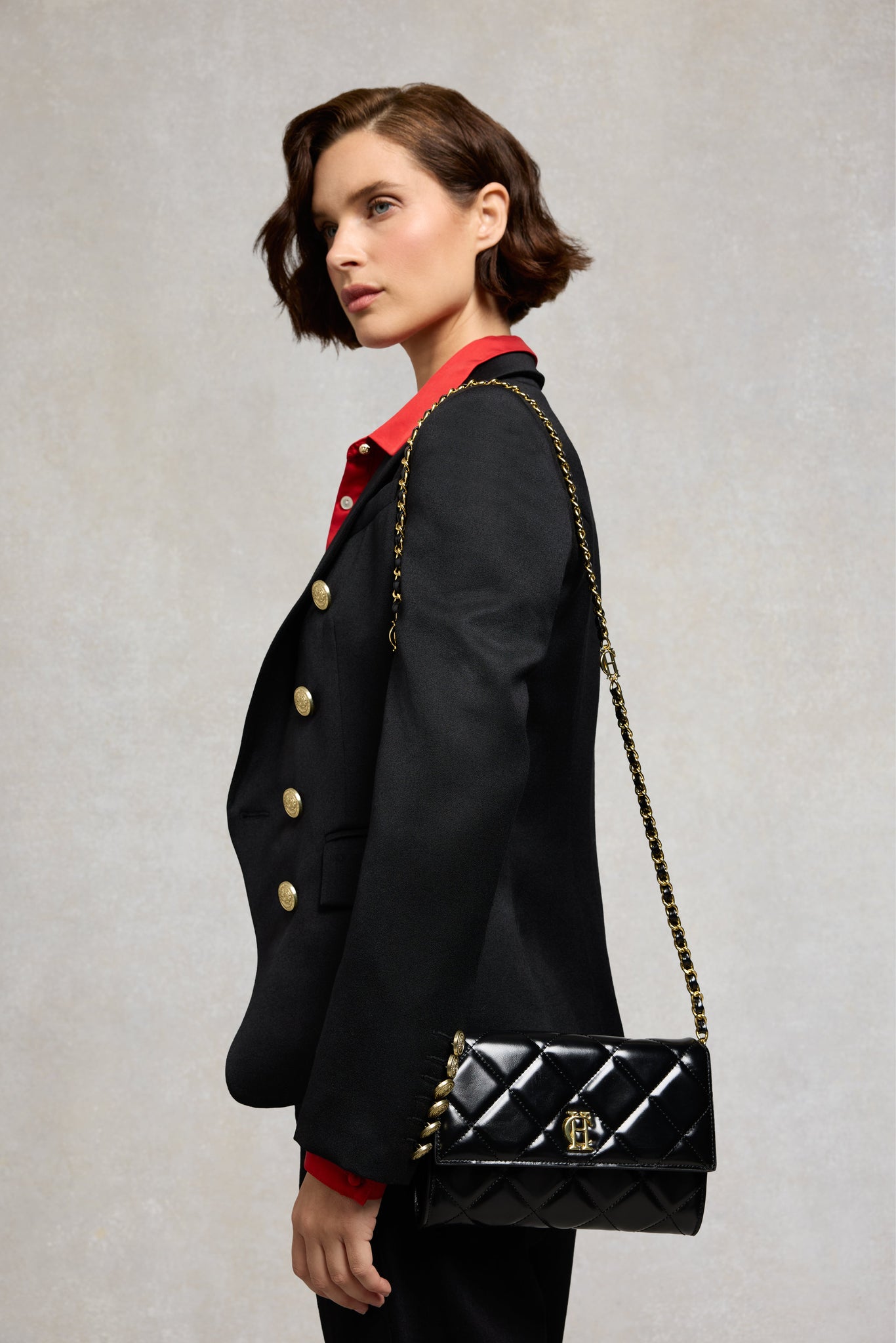 Quilted Crossbody Bag (Black)