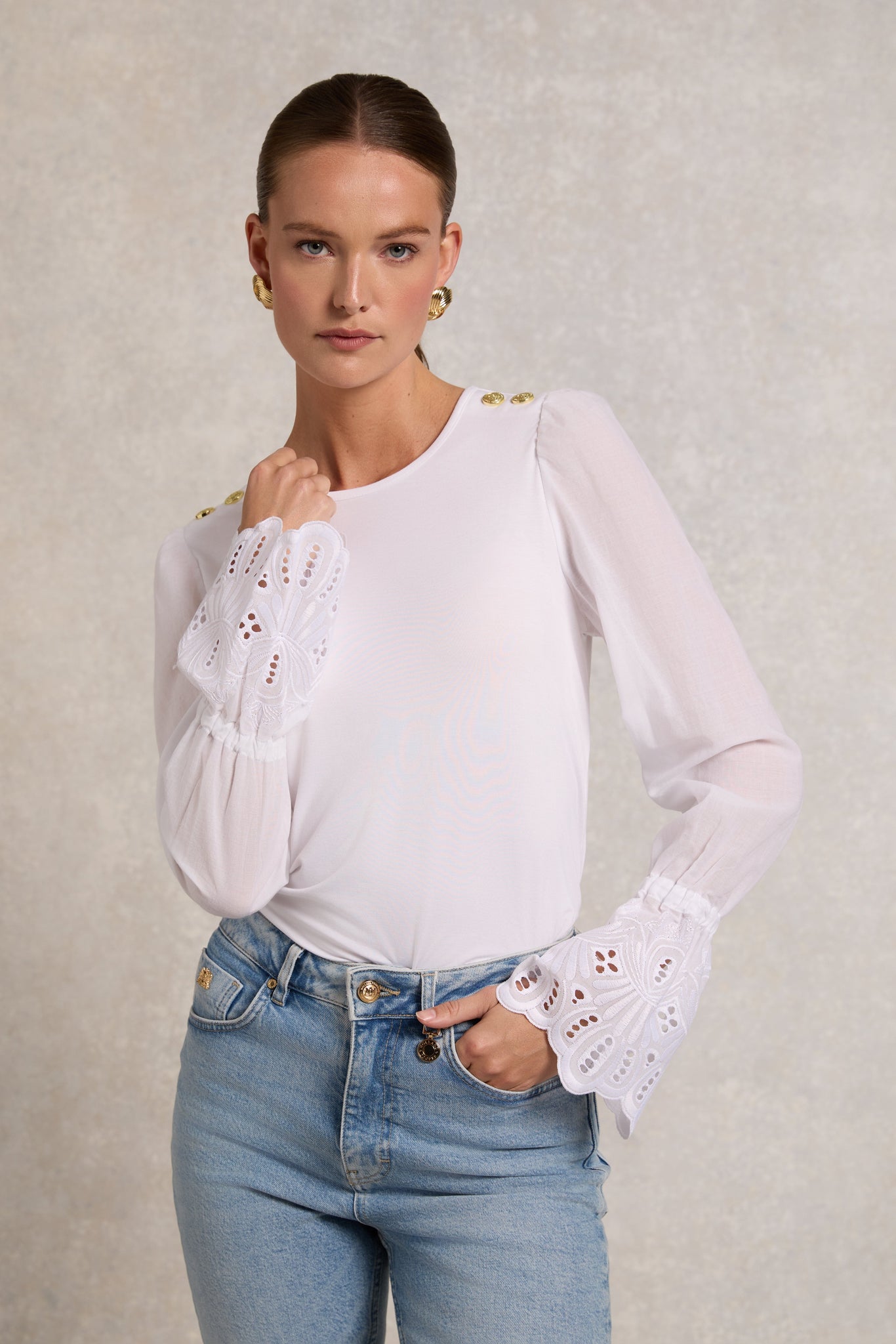Francesca Jersey Blouse (White)