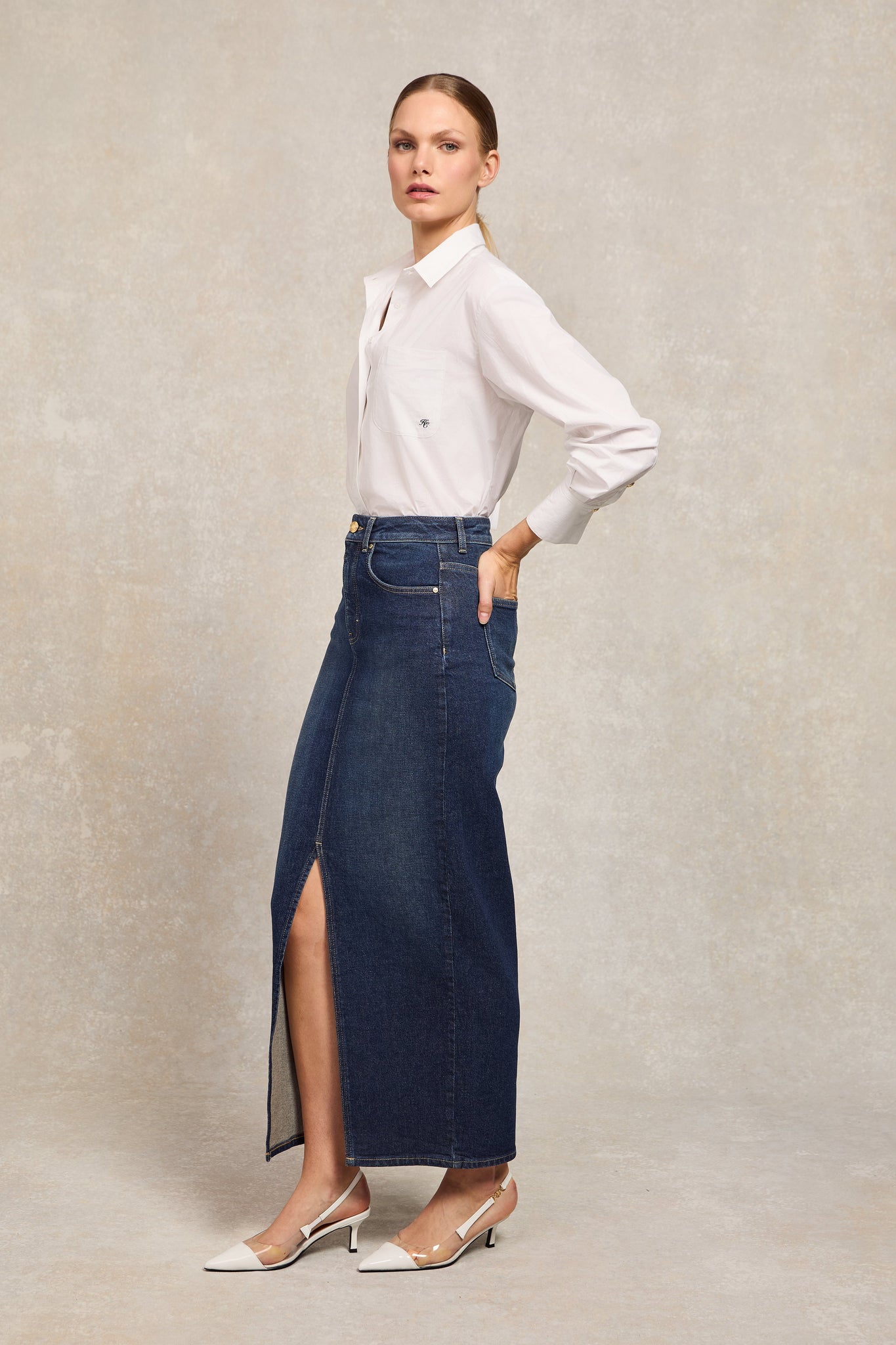 Denim Maxi Skirt (Deep Indigo)
