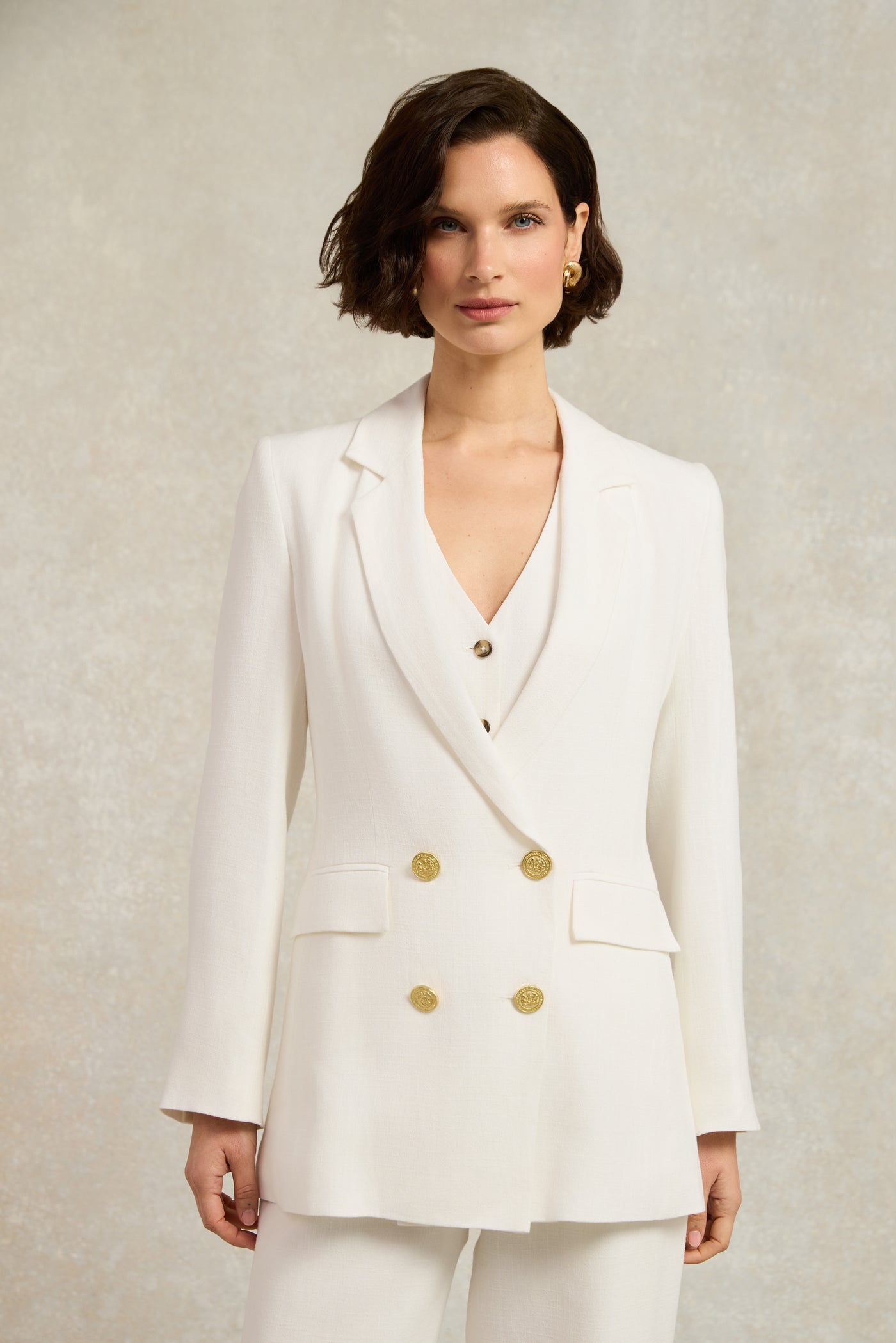 Double Breasted Blazer (Oyster Linen)