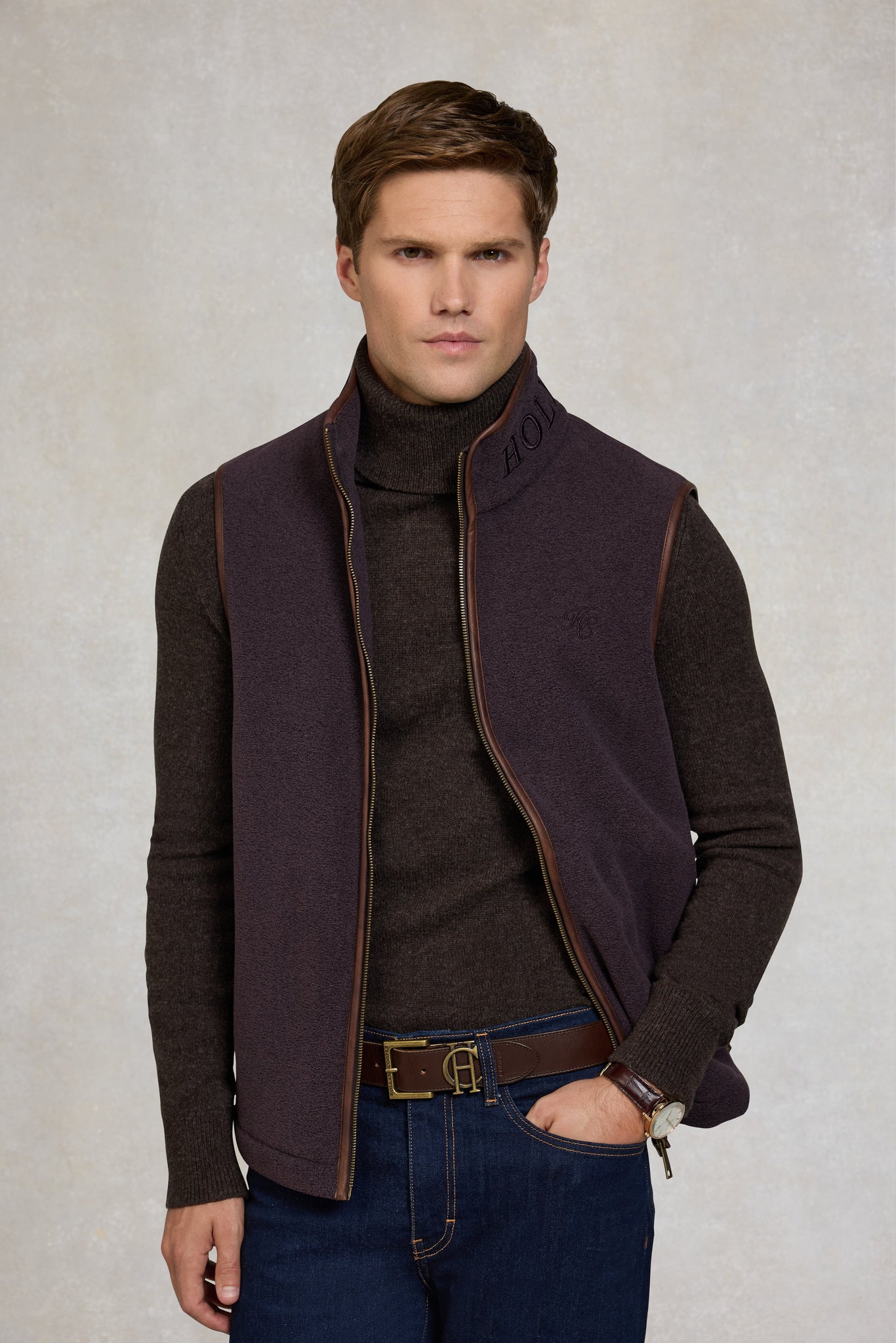 Men's Country Fleece Gilet (Claret)