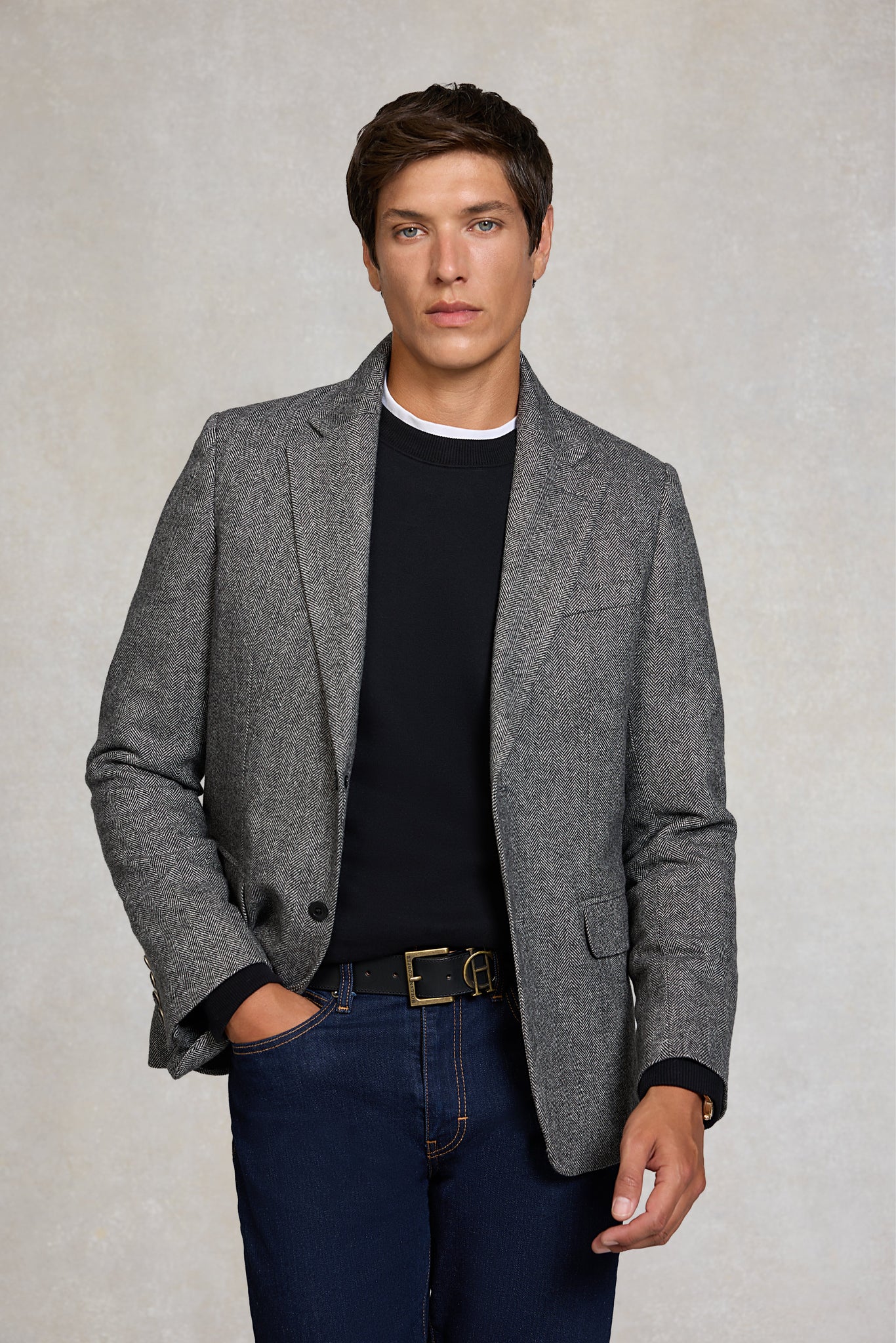 The Single Breasted Blazer (Mono Herringbone)