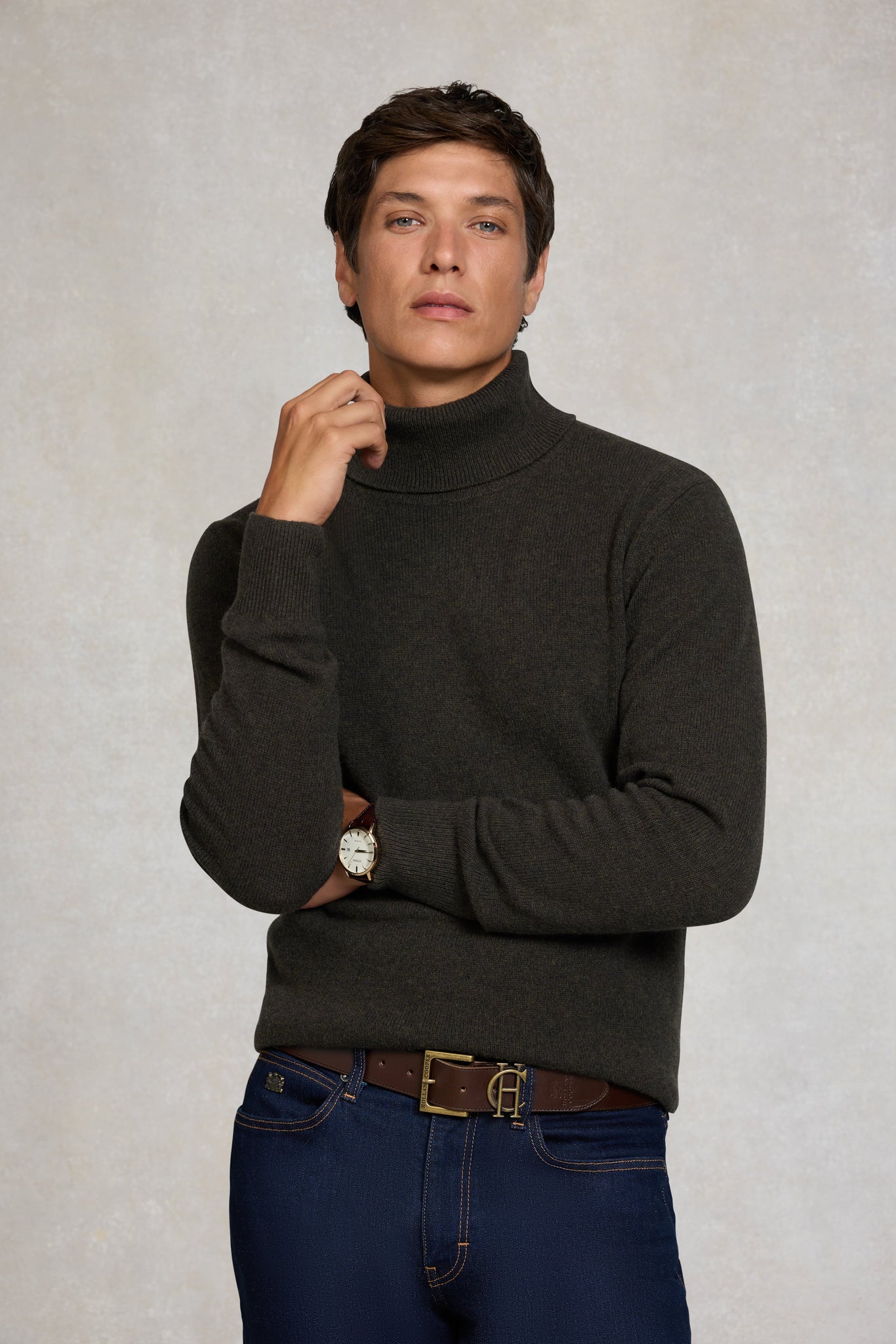 Byron Roll Neck Knit (Moss)