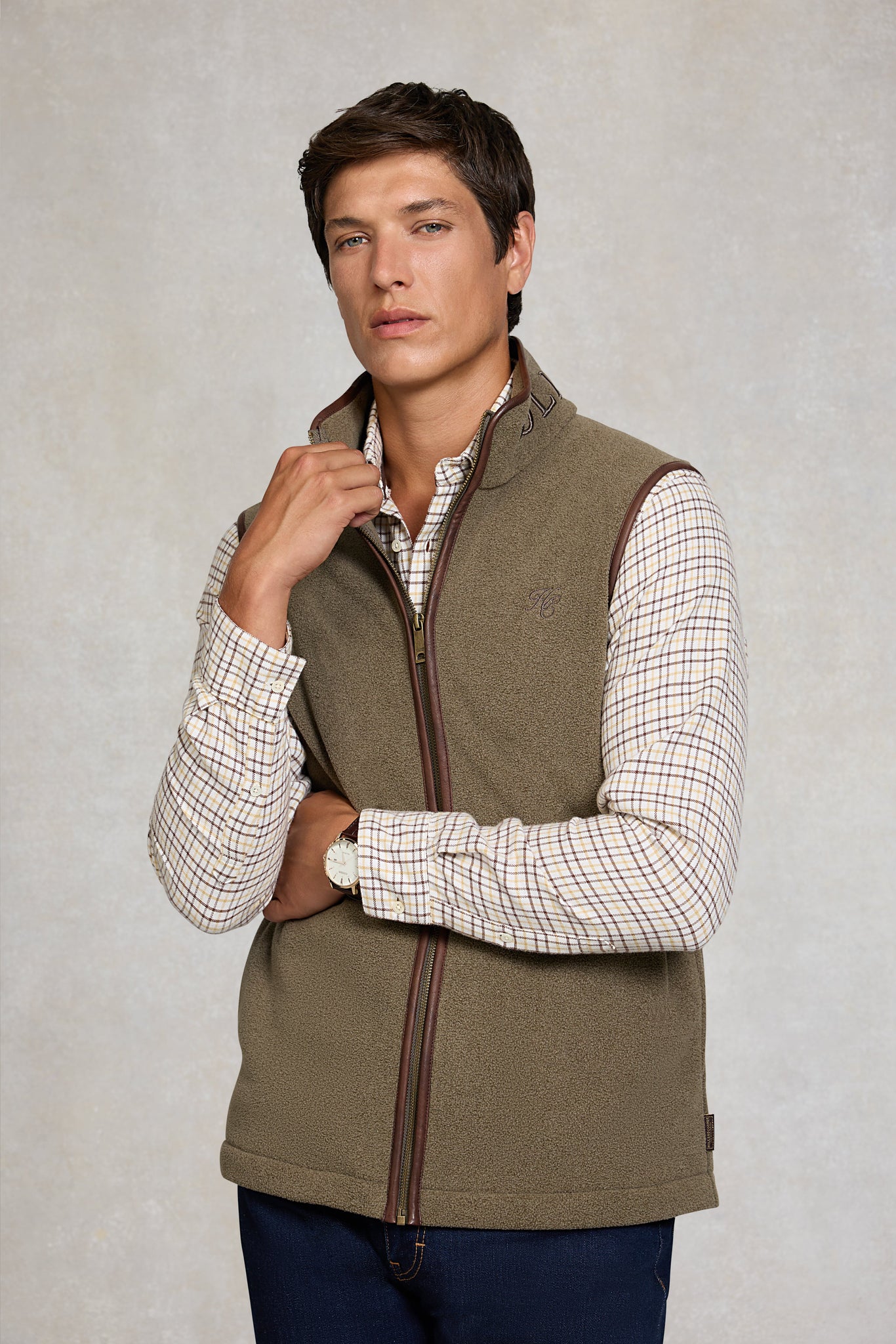 Men's Country Fleece Gilet (Dusty Khaki)