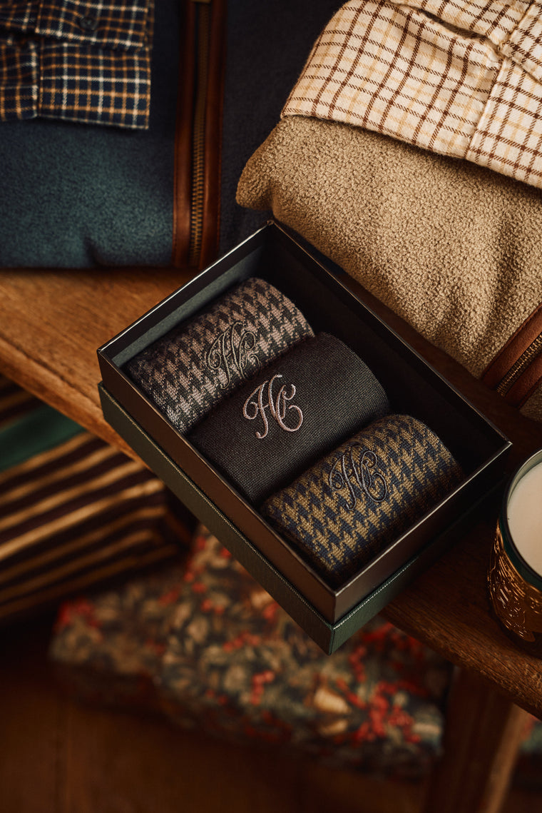 Men's Sock Gift Box (Charcoal Houndstooth Set)