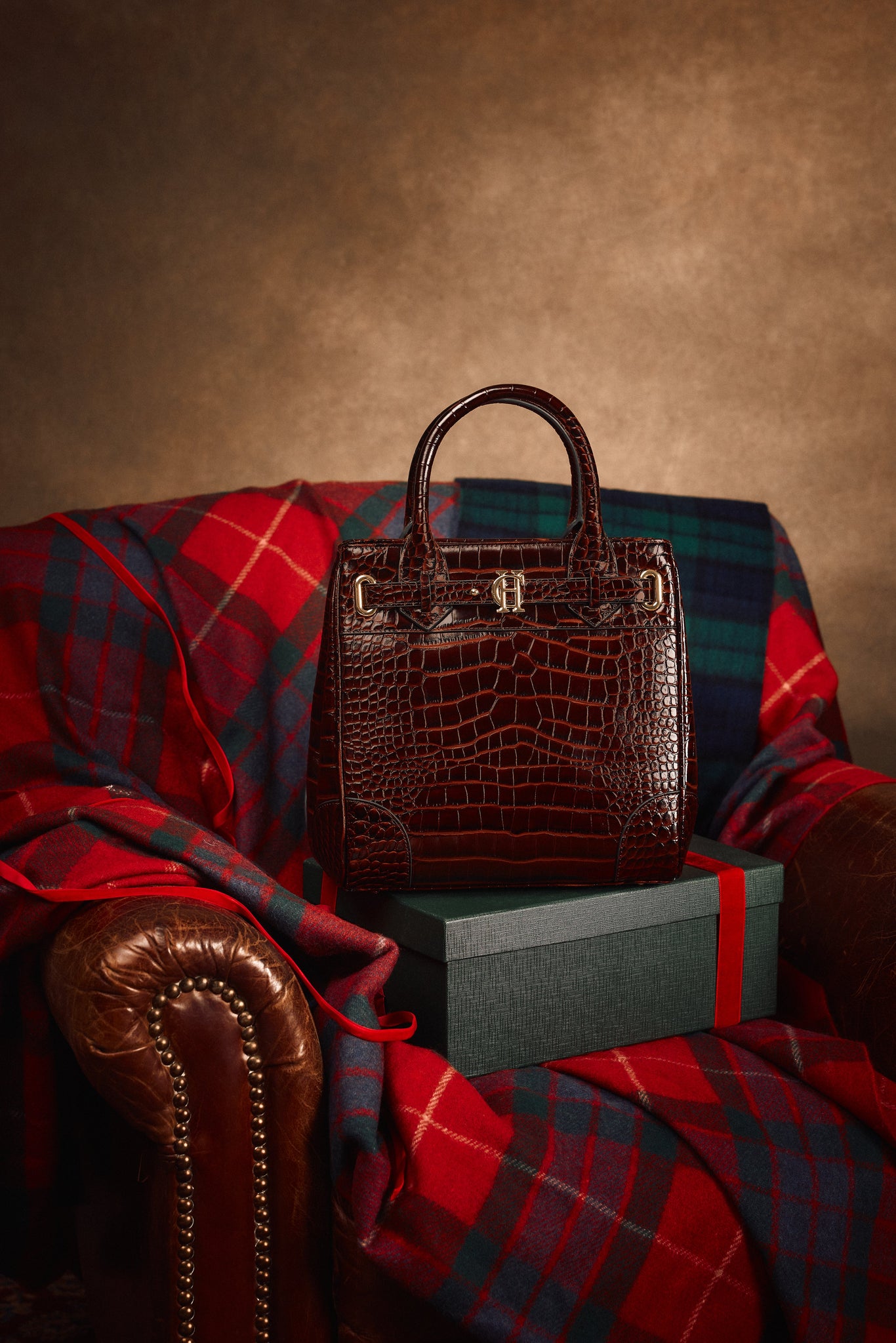 The Brompton Mini Tote (Rich Chocolate Croc)