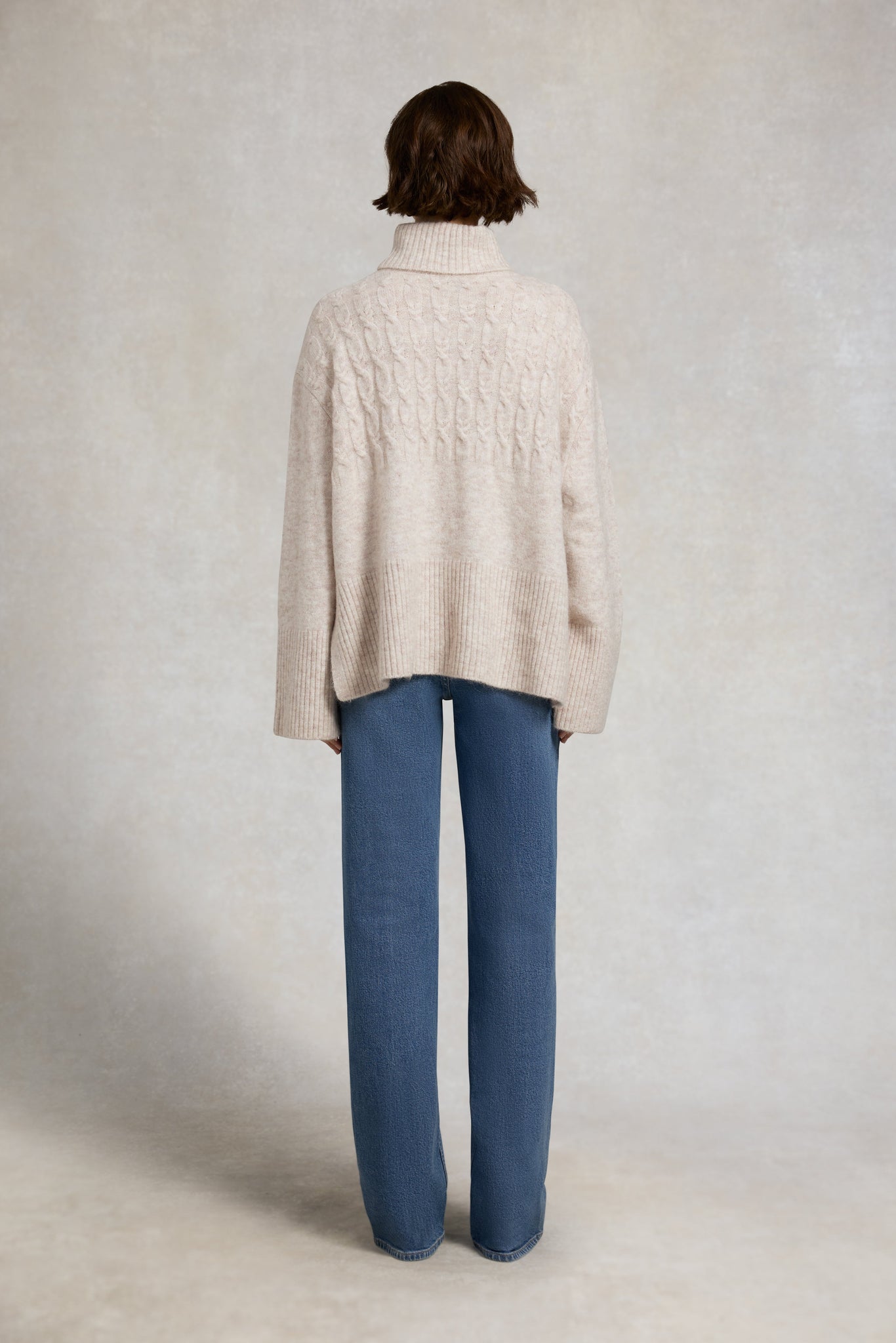 Antonia Cable Roll Neck Knit (Barley)