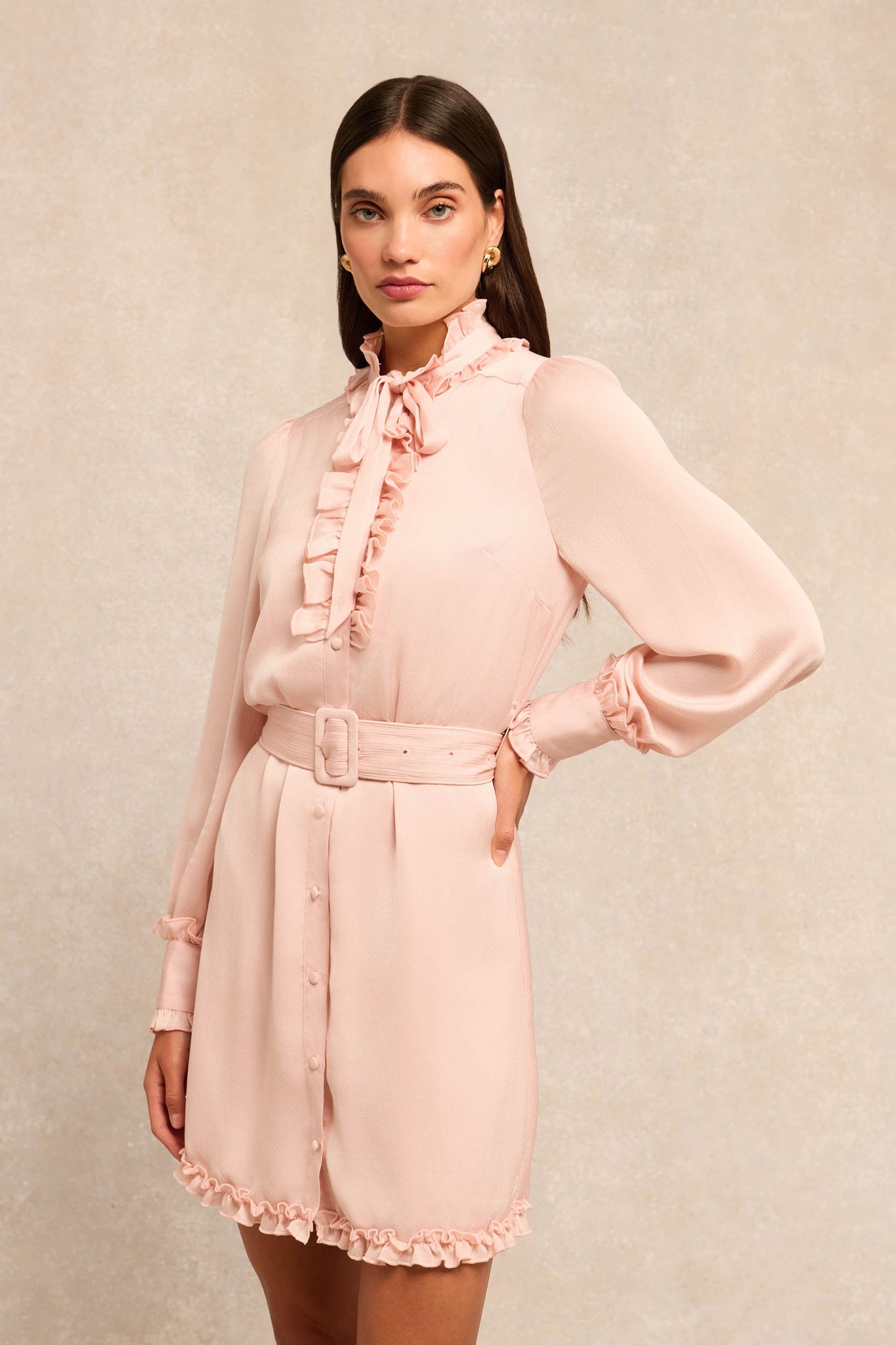 Rebecca Ruffle Dress (Blush)