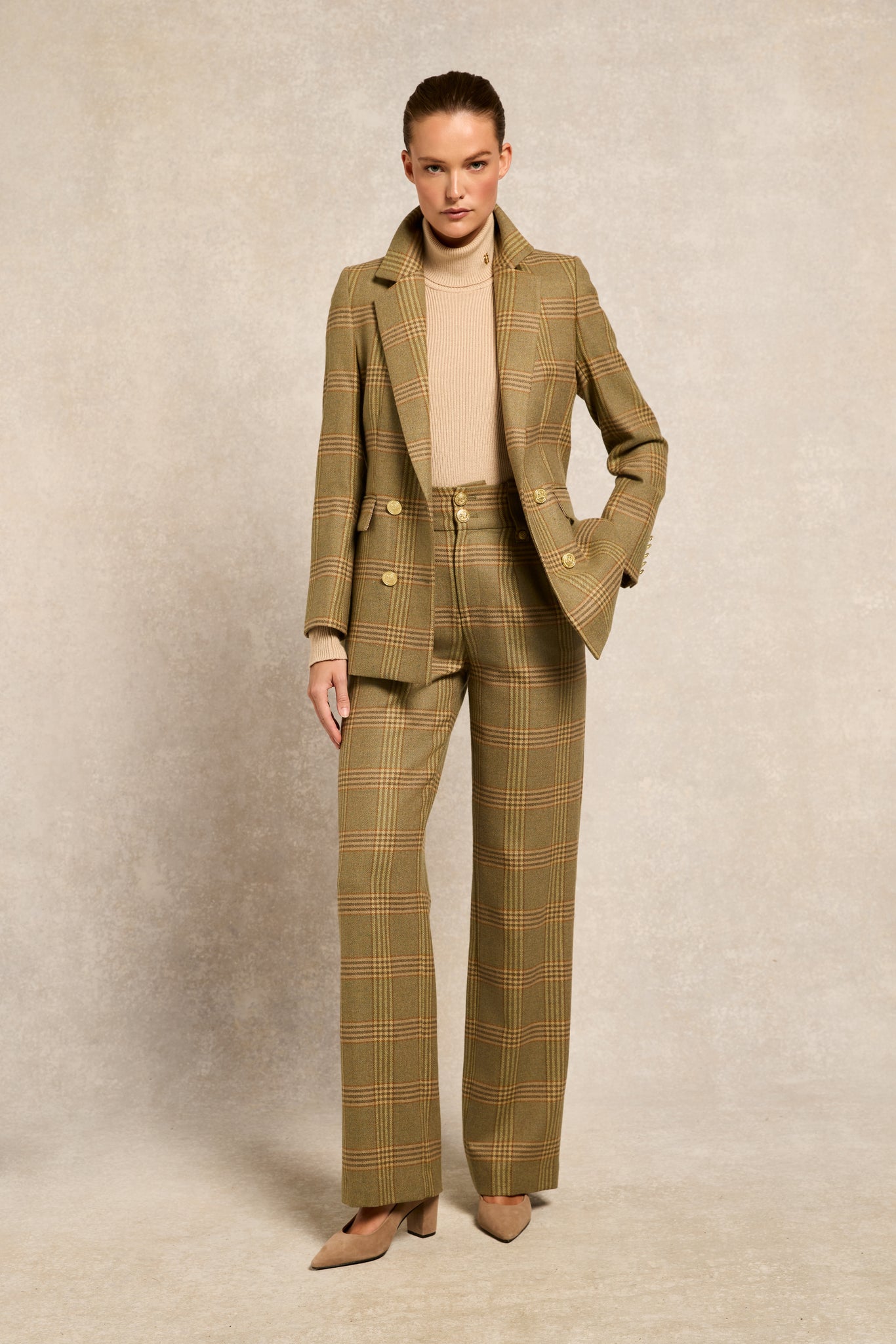 High Waisted Straight Trouser (Leveret)