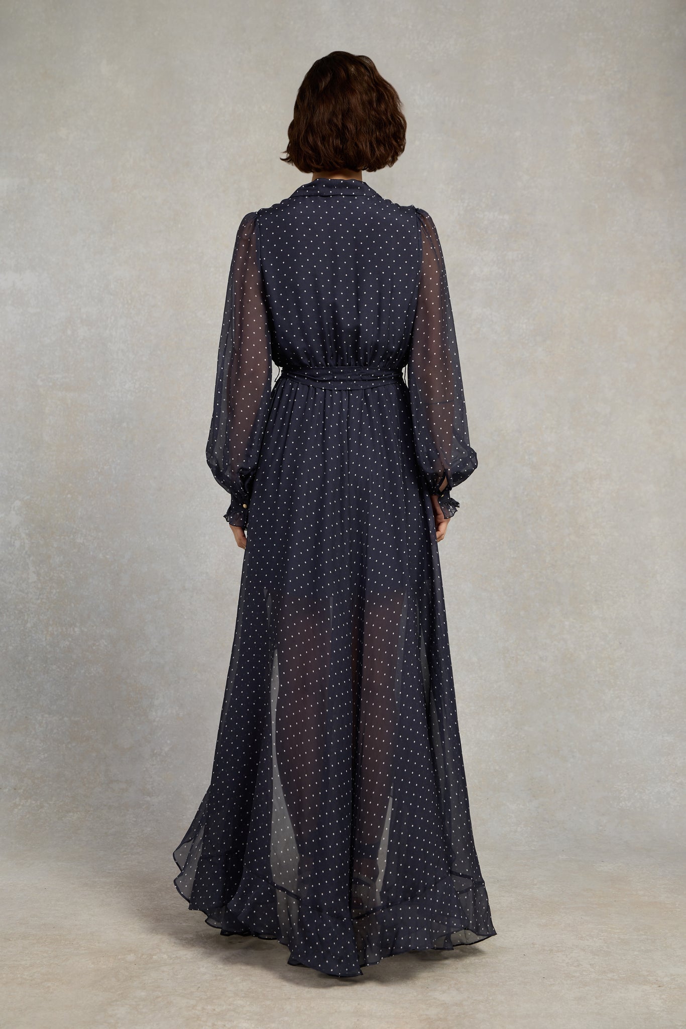 Ellisa Maxi Dress (Navy Polka Dot)