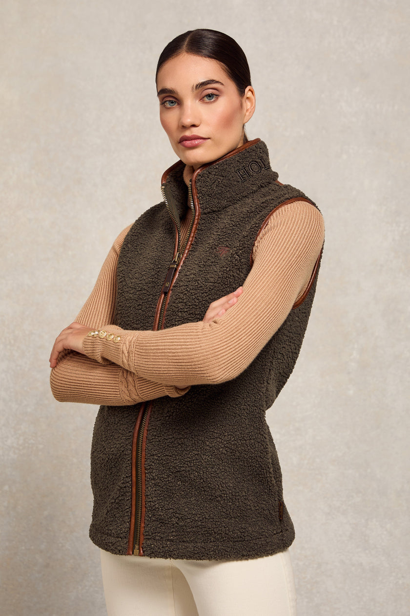 Country Fleece Gilet (Khaki Borg)