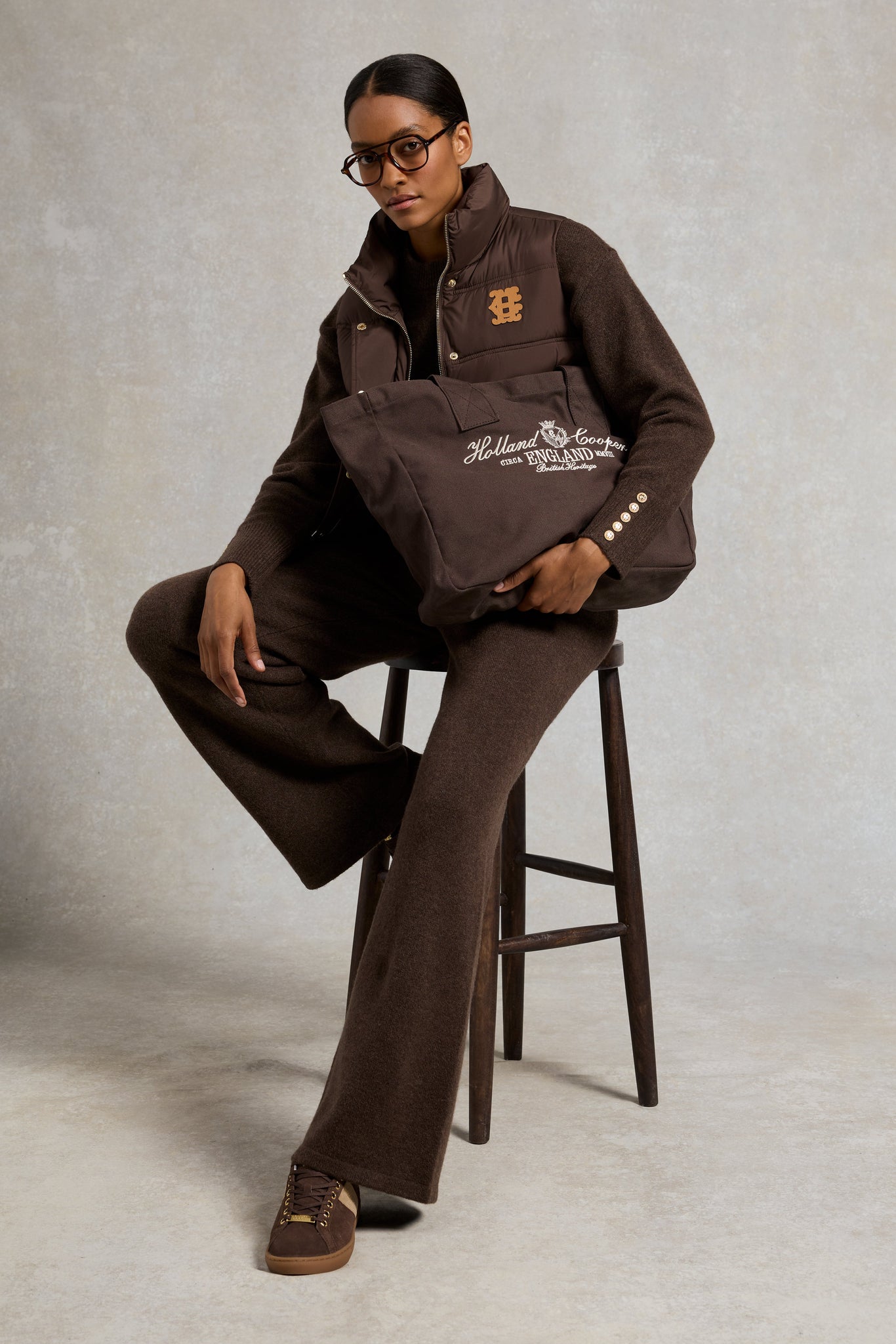 Nina Knitted Wide Leg Pant (Chocolate)