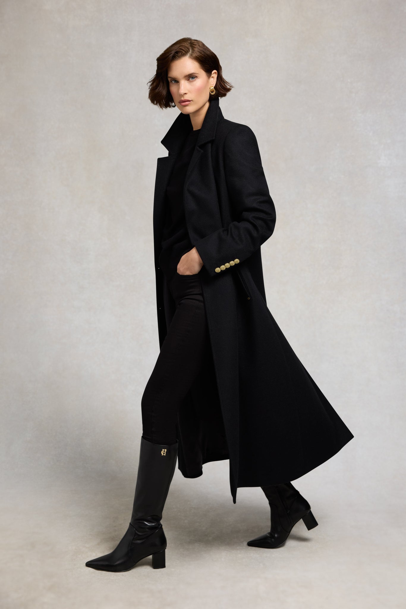 Regency Mid Heel Knee Boot (Black)