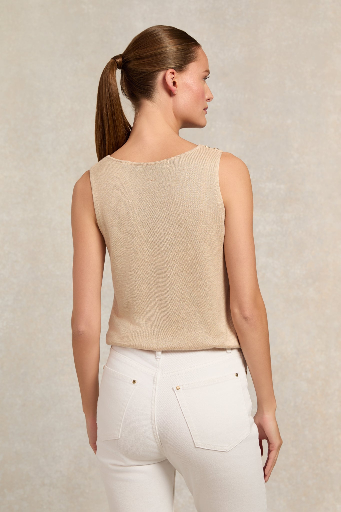 Boat Neck Vest (Camel)