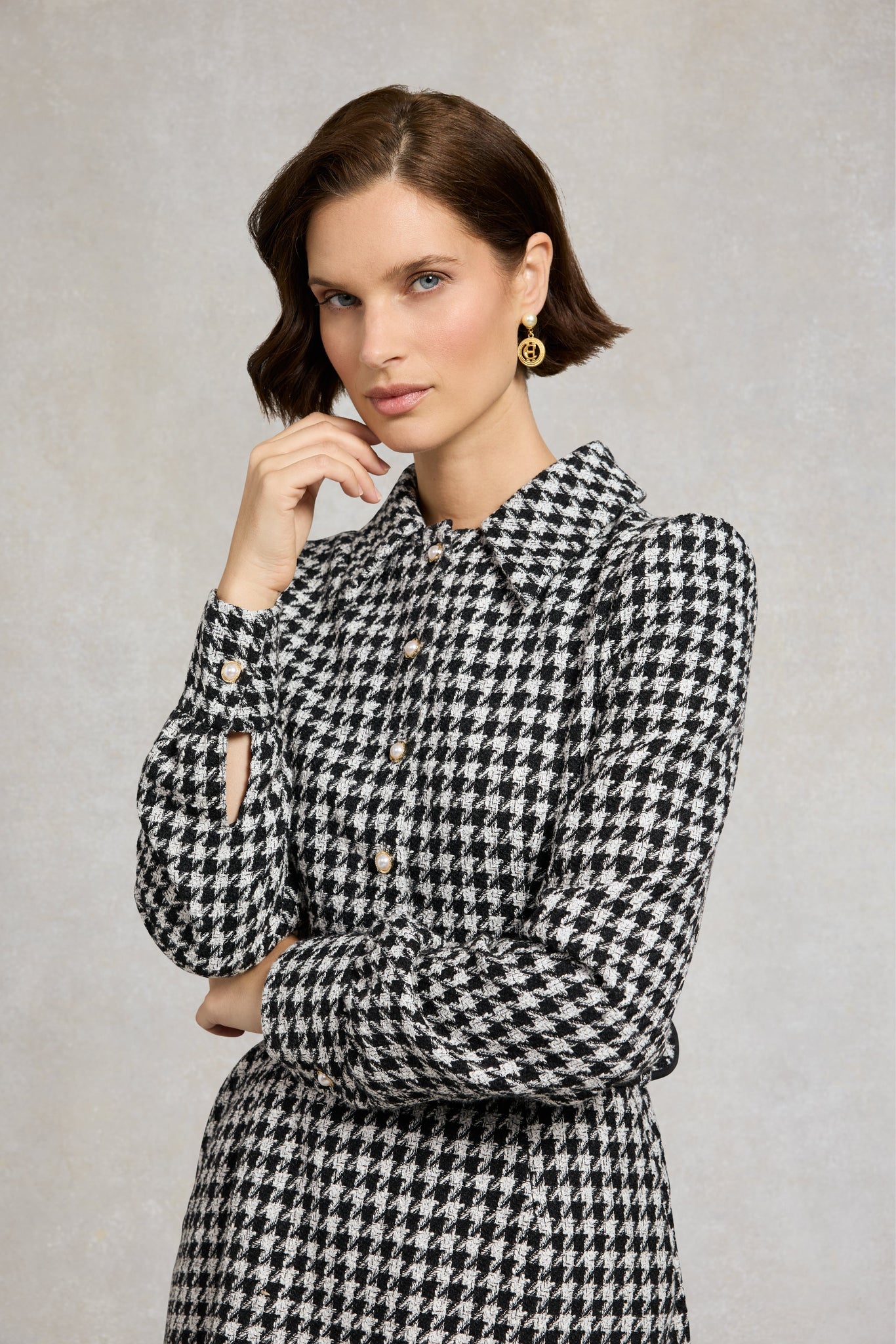 Alice Collared Mini Dress (Houndstooth)