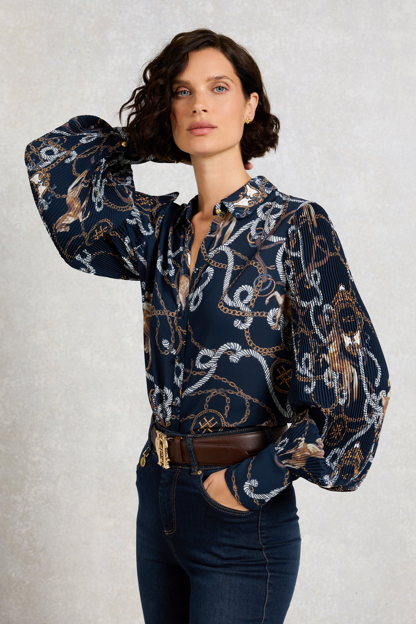 Beau Shirt (Navy Horse Print)