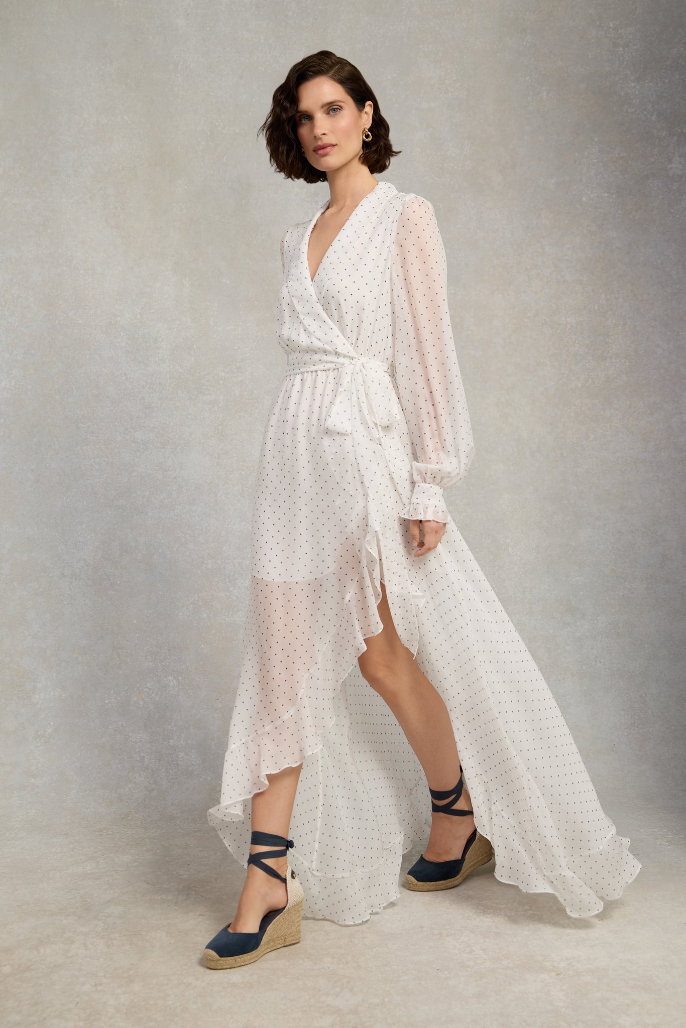 Ellisa Maxi Dress (Ecru Polka Dot)