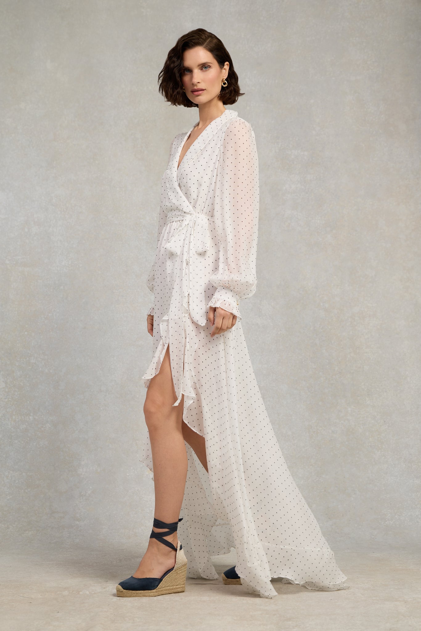 Ellisa Maxi Dress (Ecru Polka Dot)