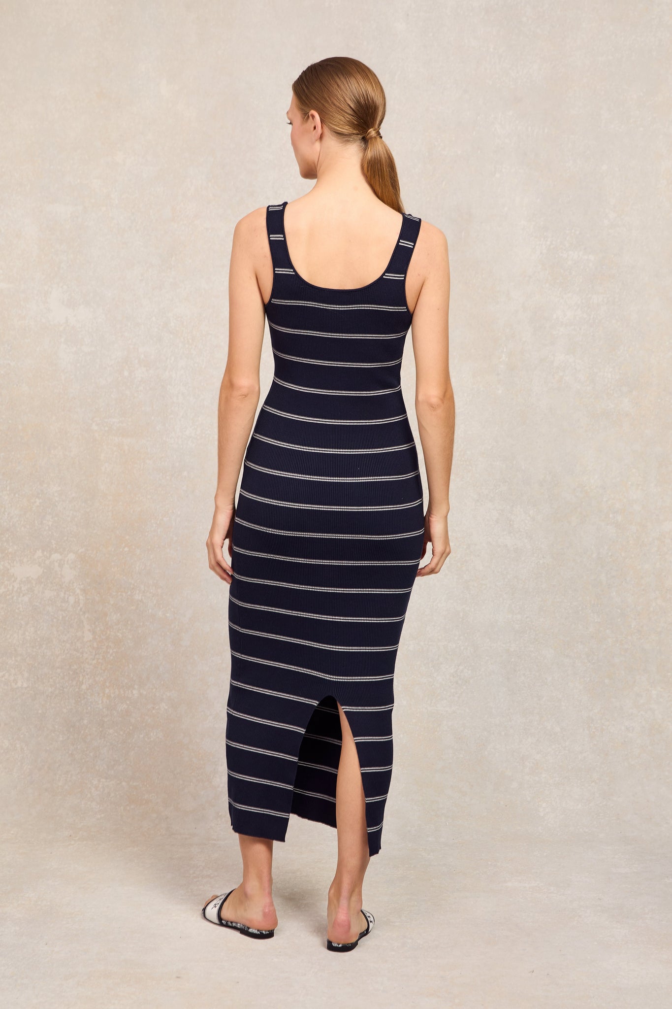 Juliet Maxi Dress (Ink Navy Stripe)