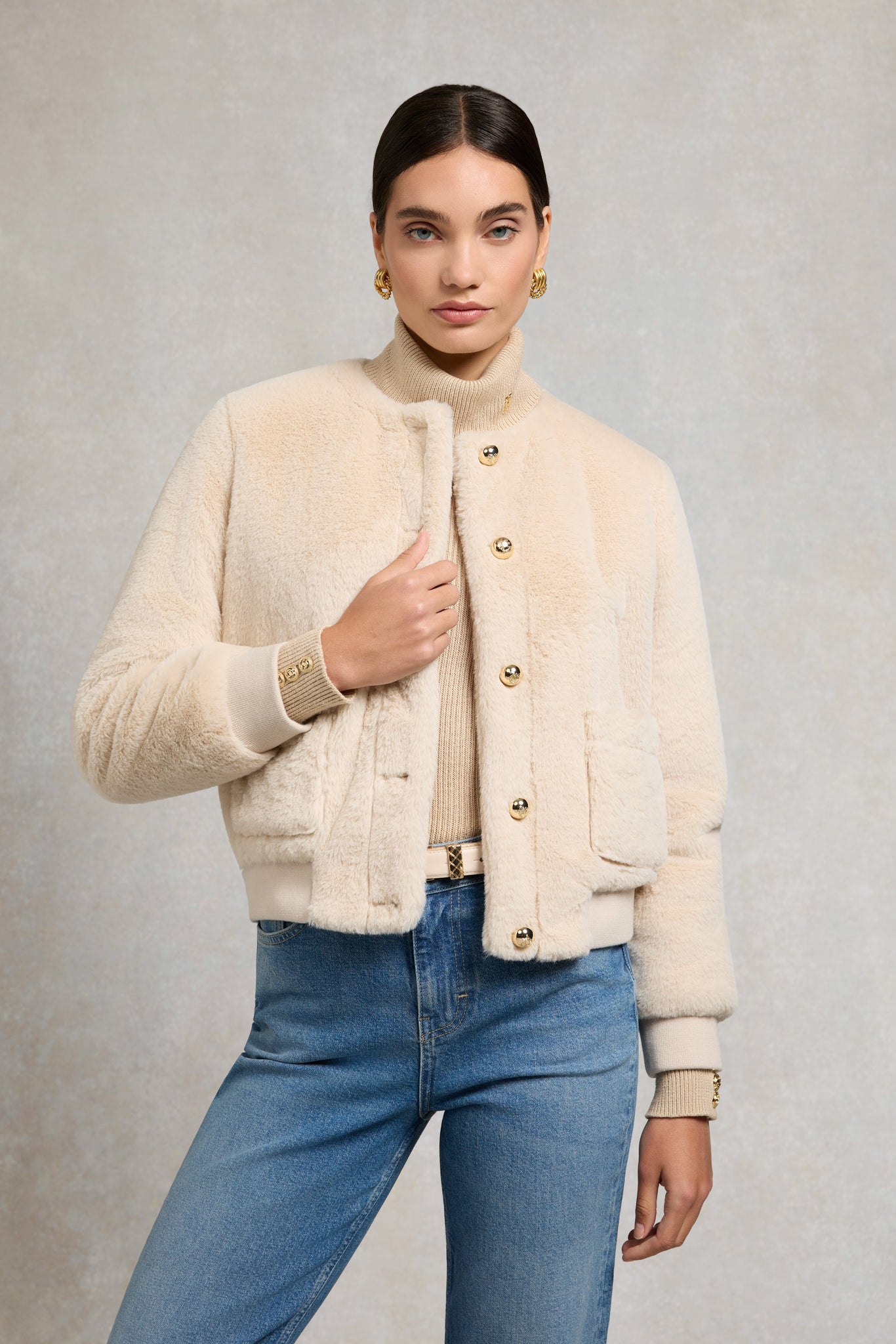 Teddy Bomber Jacket (Natural)