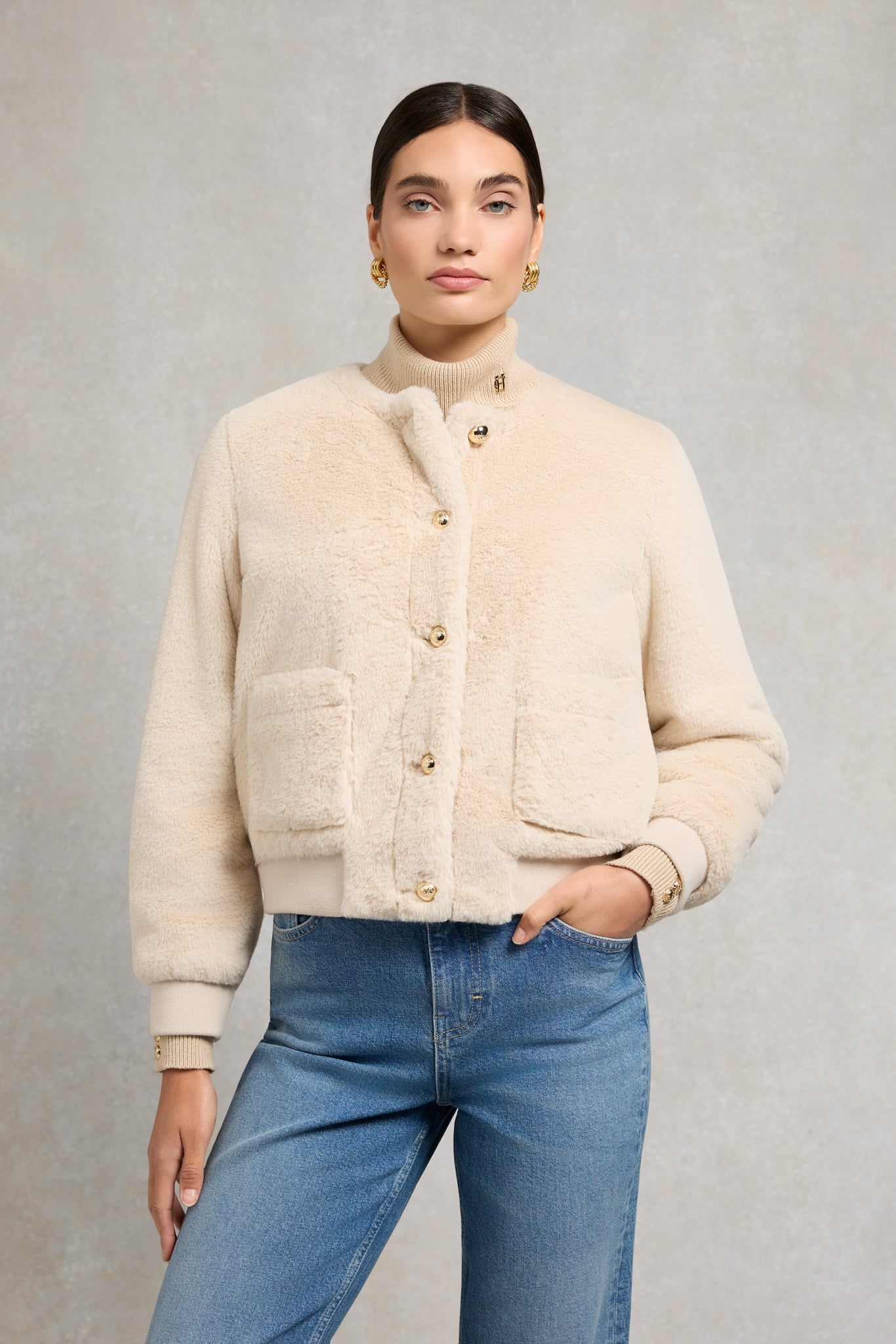 Teddy Bomber Jacket (Natural)