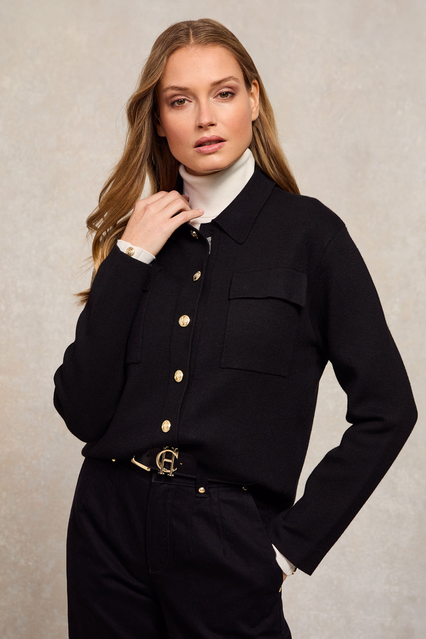 Maria Knitted Overshirt (Black)