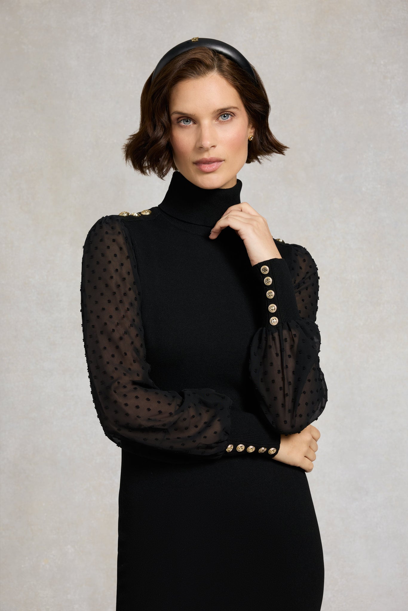 Bethany Roll Neck Mini Dress (Black)