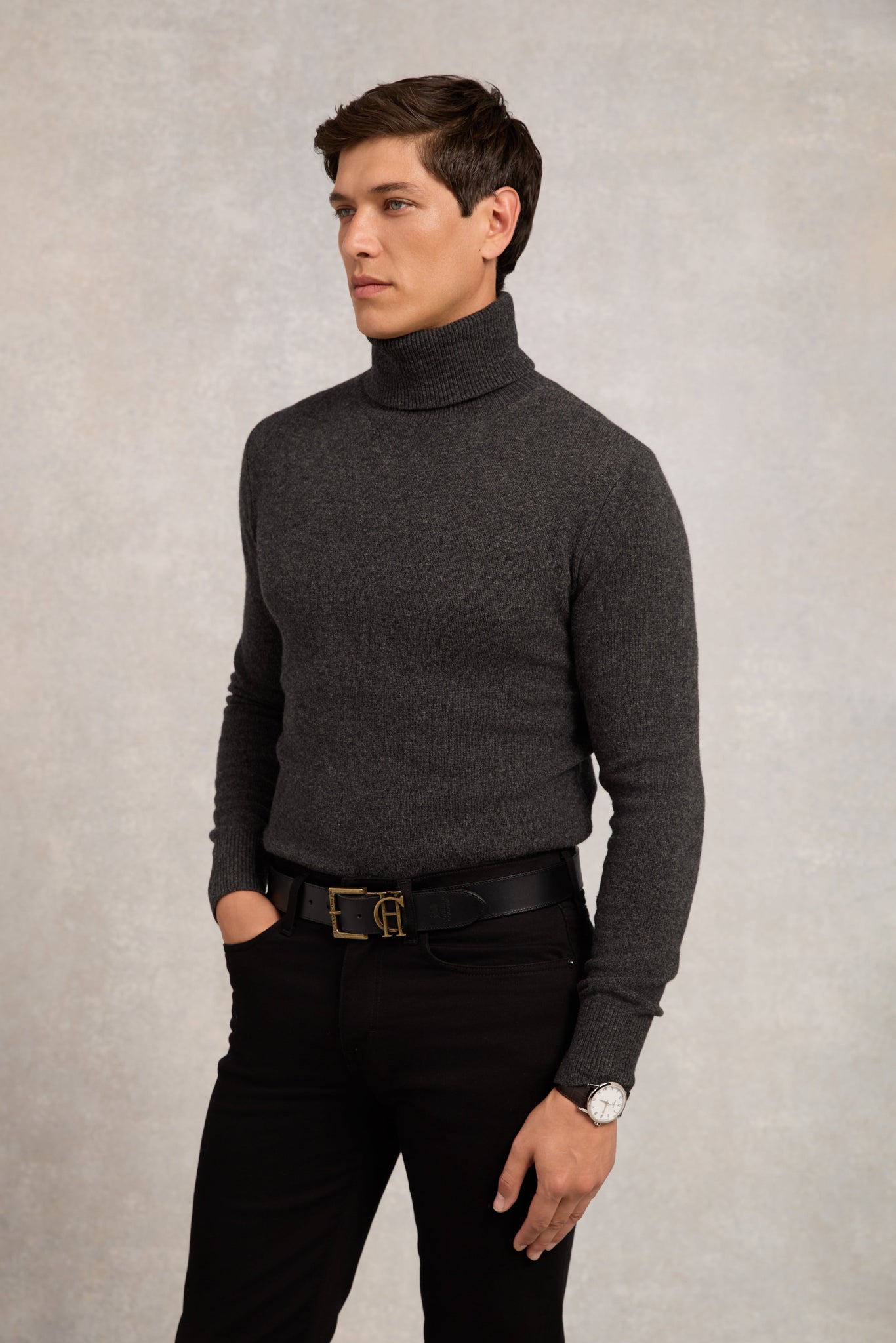 Byron Roll Neck Knit (Charcoal)