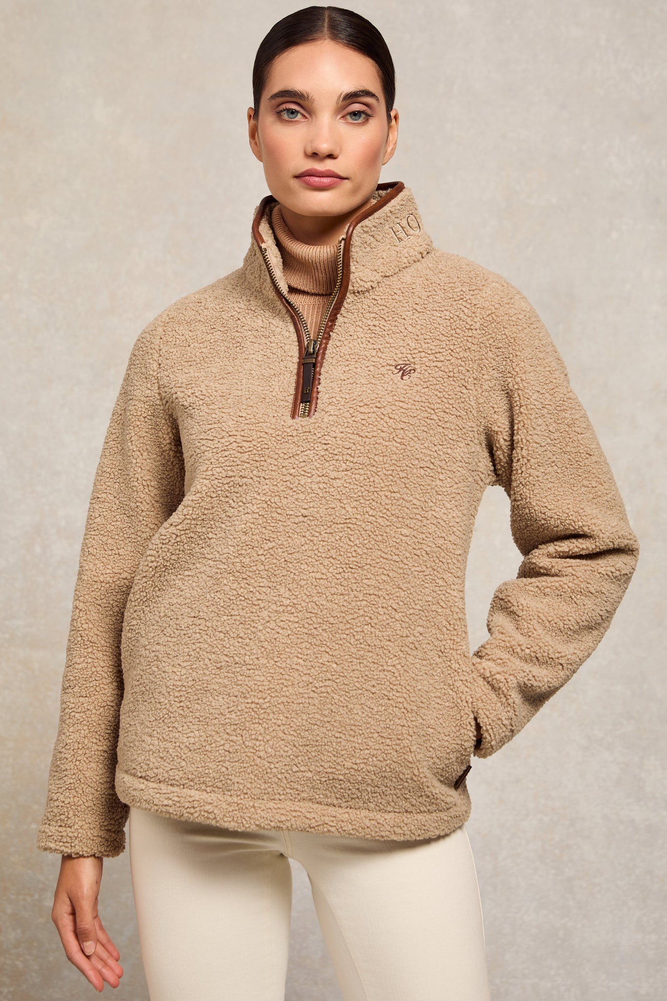 Country Fleece Quarter Zip (Natural Borg)