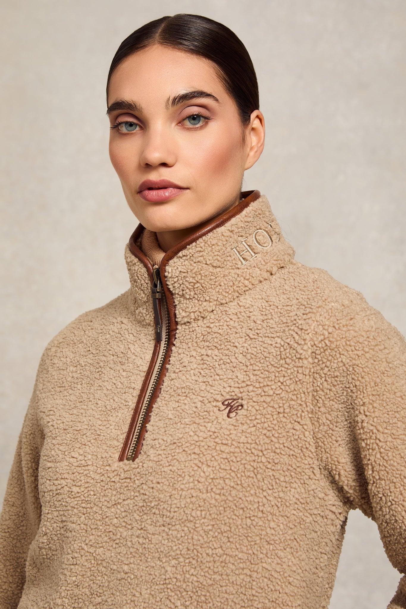 Country Fleece Quarter Zip (Natural Borg)